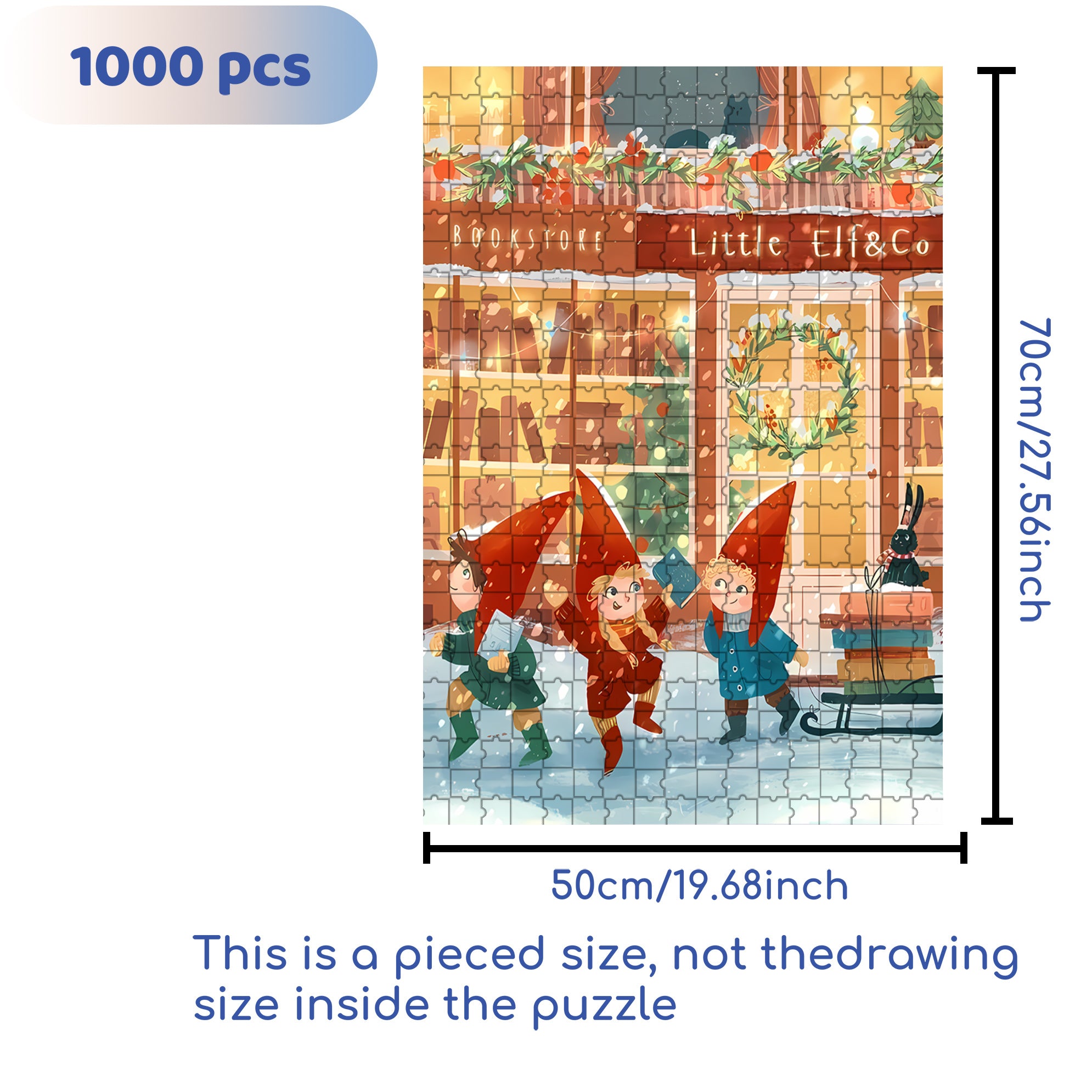 Christmas Little Elf 500pcs/1000pcs Jigsaw Puzzle, Scratch-Resistant, Interactive Family Game & Brain-Boosting DIY Decor, Perfect for Halloween, Christmas & New Year Gifts, Family Puzzle Game