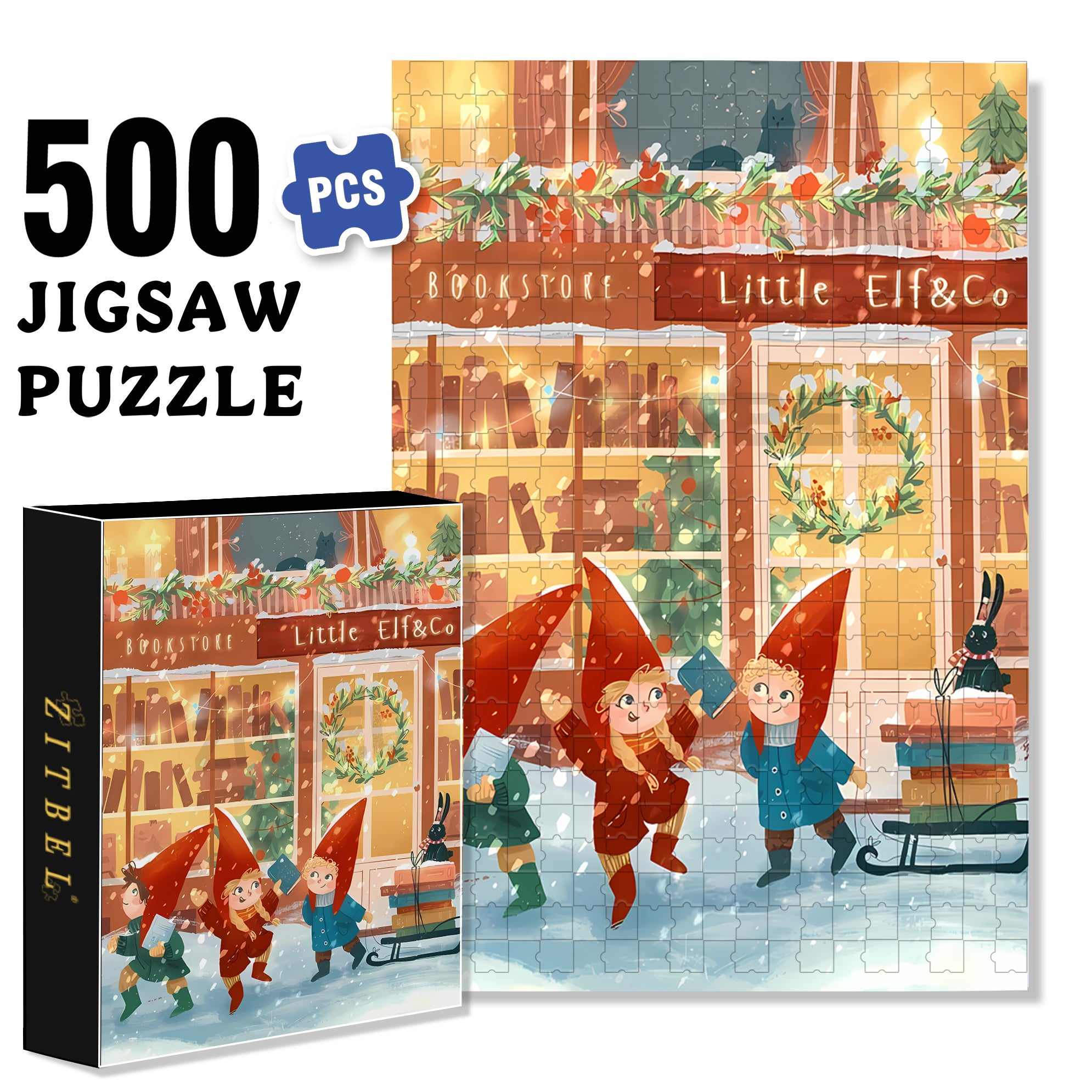 Christmas Little Elf 500pcs/1000pcs Jigsaw Puzzle, Scratch-Resistant, Interactive Family Game & Brain-Boosting DIY Decor, Perfect for Halloween, Christmas & New Year Gifts, Family Puzzle Game