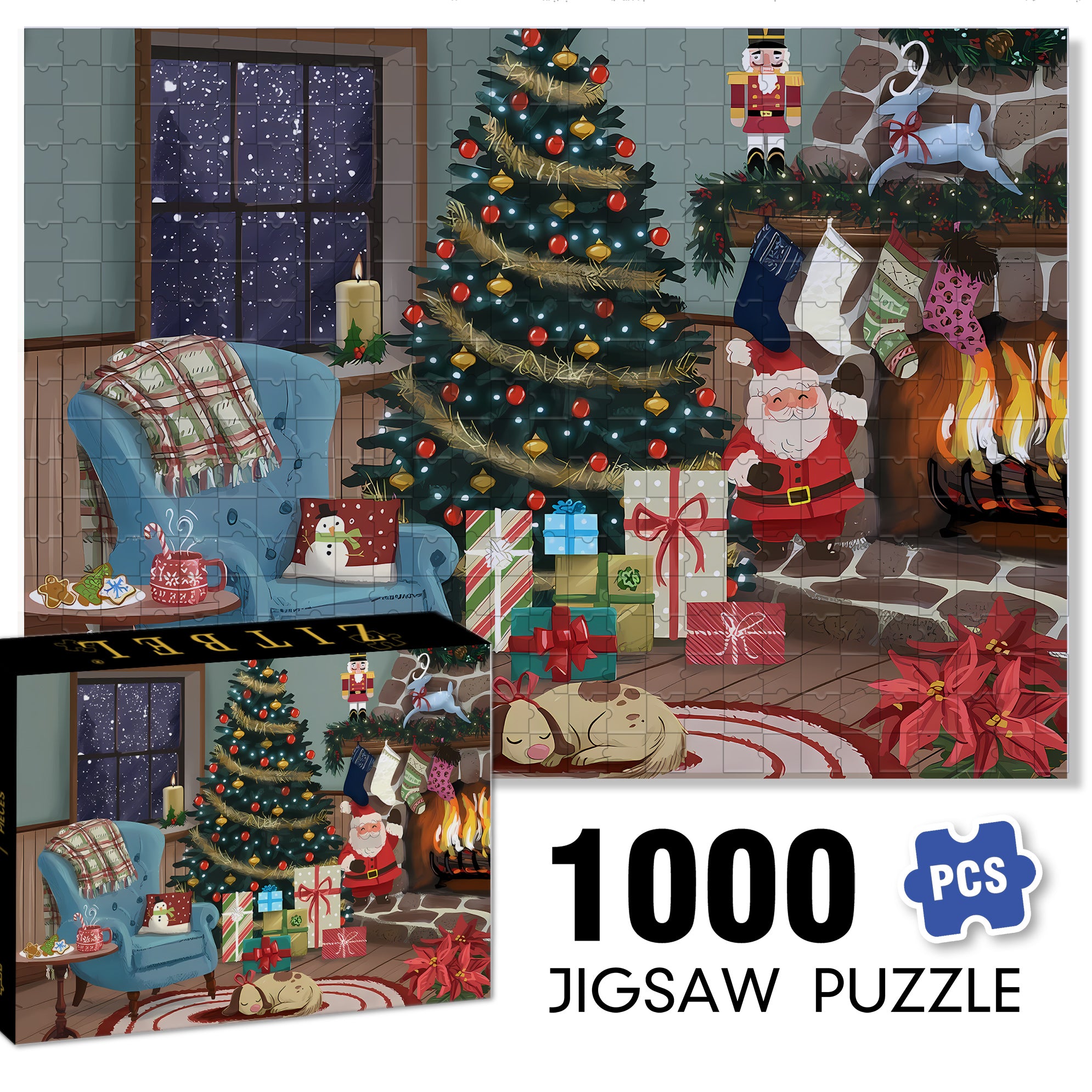 Christmas Socks 500pcs/1000pcs Jigsaw Puzzle, Scratch-Resistant, Interactive Family Game & Brain-Boosting DIY Decor, Perfect for Halloween, Christmas & New Year Gifts, Family Puzzle Game