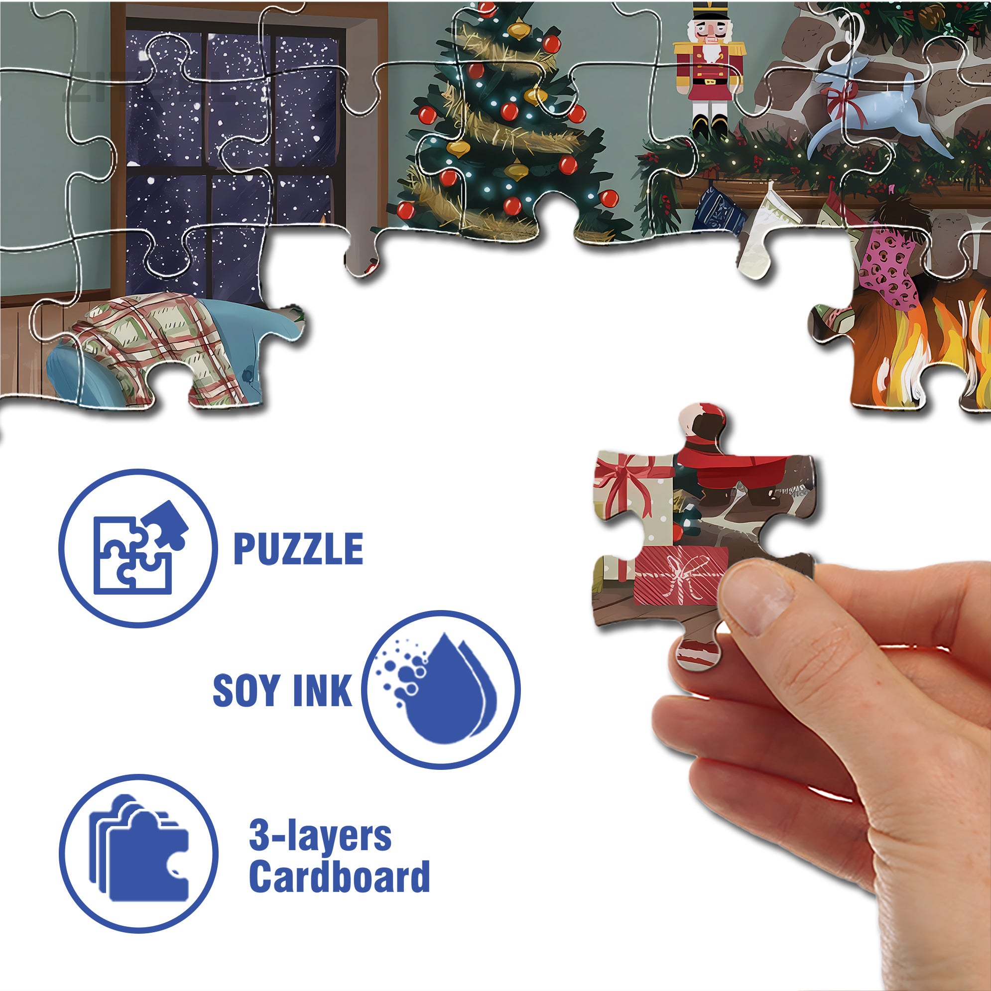 Christmas Socks 500pcs/1000pcs Jigsaw Puzzle, Scratch-Resistant, Interactive Family Game & Brain-Boosting DIY Decor, Perfect for Halloween, Christmas & New Year Gifts, Family Puzzle Game