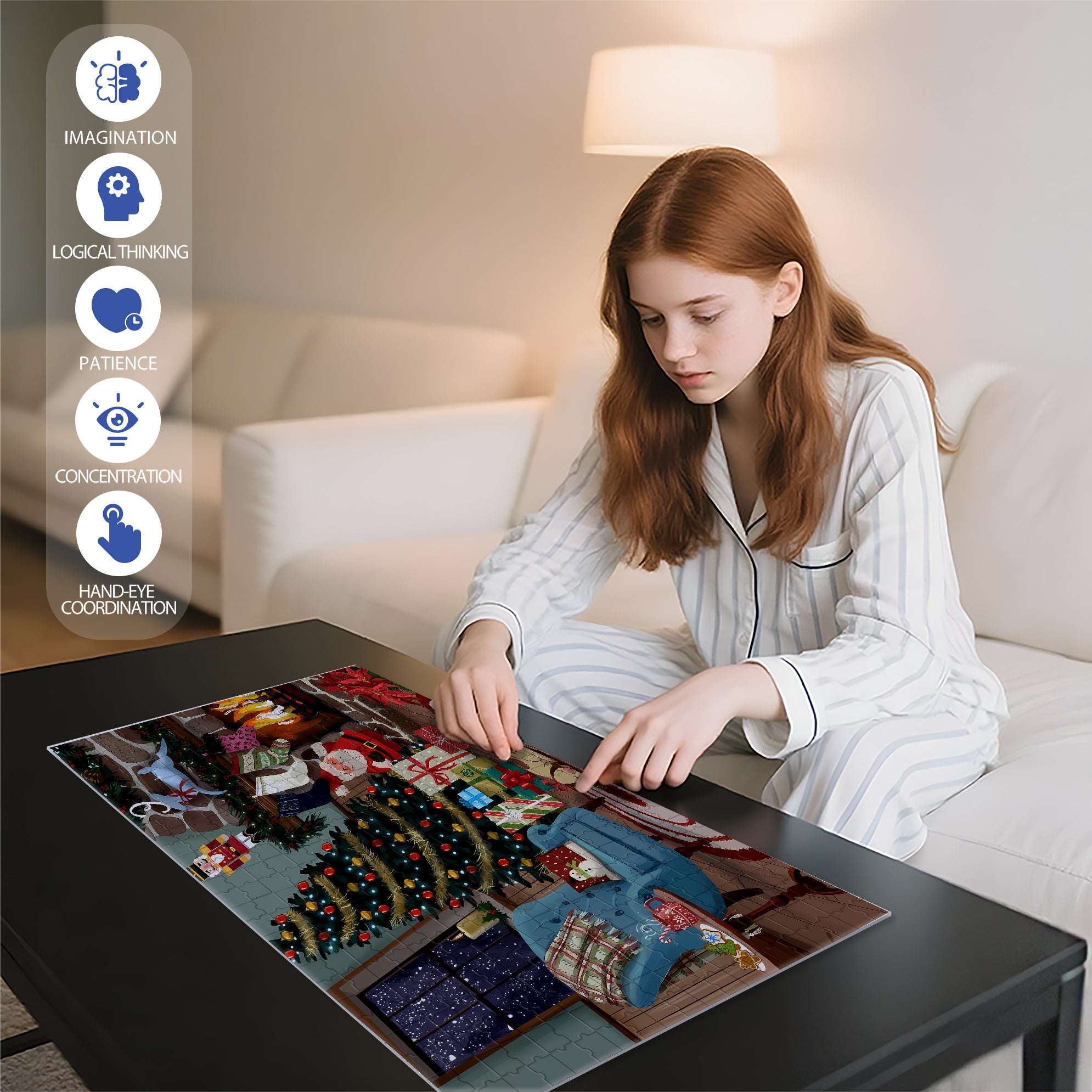 Christmas Socks 500pcs/1000pcs Jigsaw Puzzle, Scratch-Resistant, Interactive Family Game & Brain-Boosting DIY Decor, Perfect for Halloween, Christmas & New Year Gifts, Family Puzzle Game