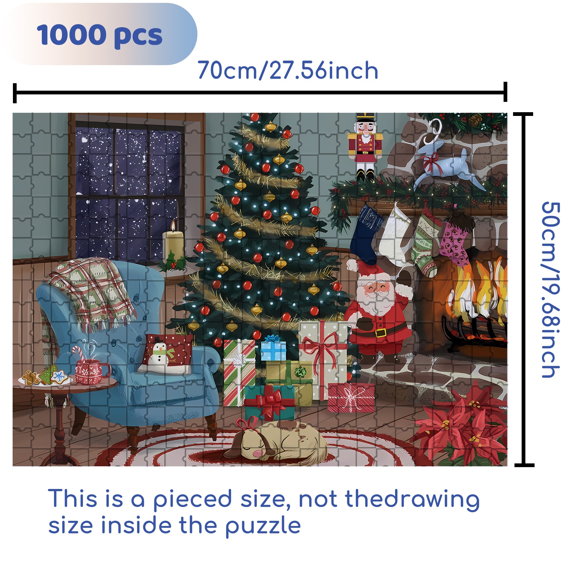 Christmas Socks 500pcs/1000pcs Jigsaw Puzzle, Scratch-Resistant, Interactive Family Game & Brain-Boosting DIY Decor, Perfect for Halloween, Christmas & New Year Gifts, Family Puzzle Game