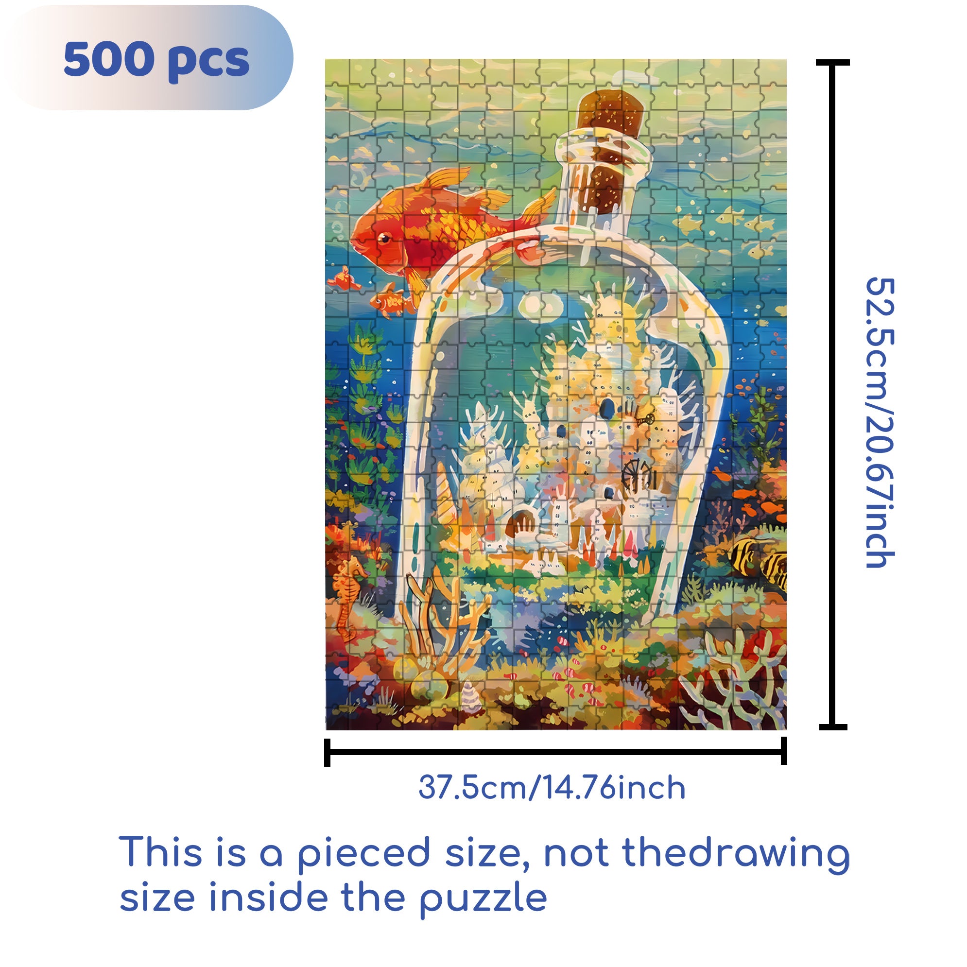 Drift Bottle 500pcs/1000pcs Jigsaw Puzzle, Scratch-Resistant, Interactive Family Game & Brain-Boosting DIY Decor, Perfect for Halloween, Christmas & New Year Gifts, Family Puzzle Game