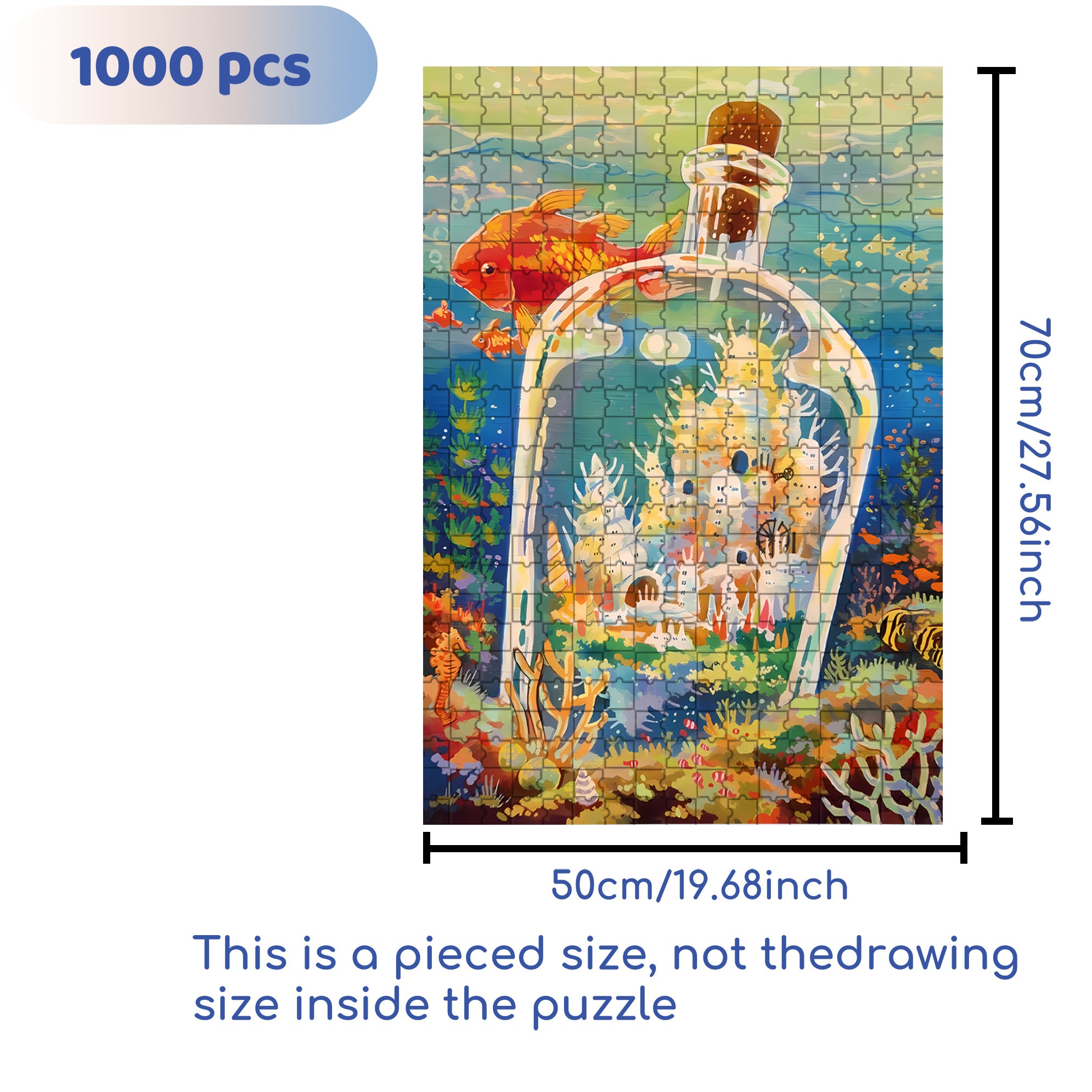Drift Bottle 500pcs/1000pcs Jigsaw Puzzle, Scratch-Resistant, Interactive Family Game & Brain-Boosting DIY Decor, Perfect for Halloween, Christmas & New Year Gifts, Family Puzzle Game