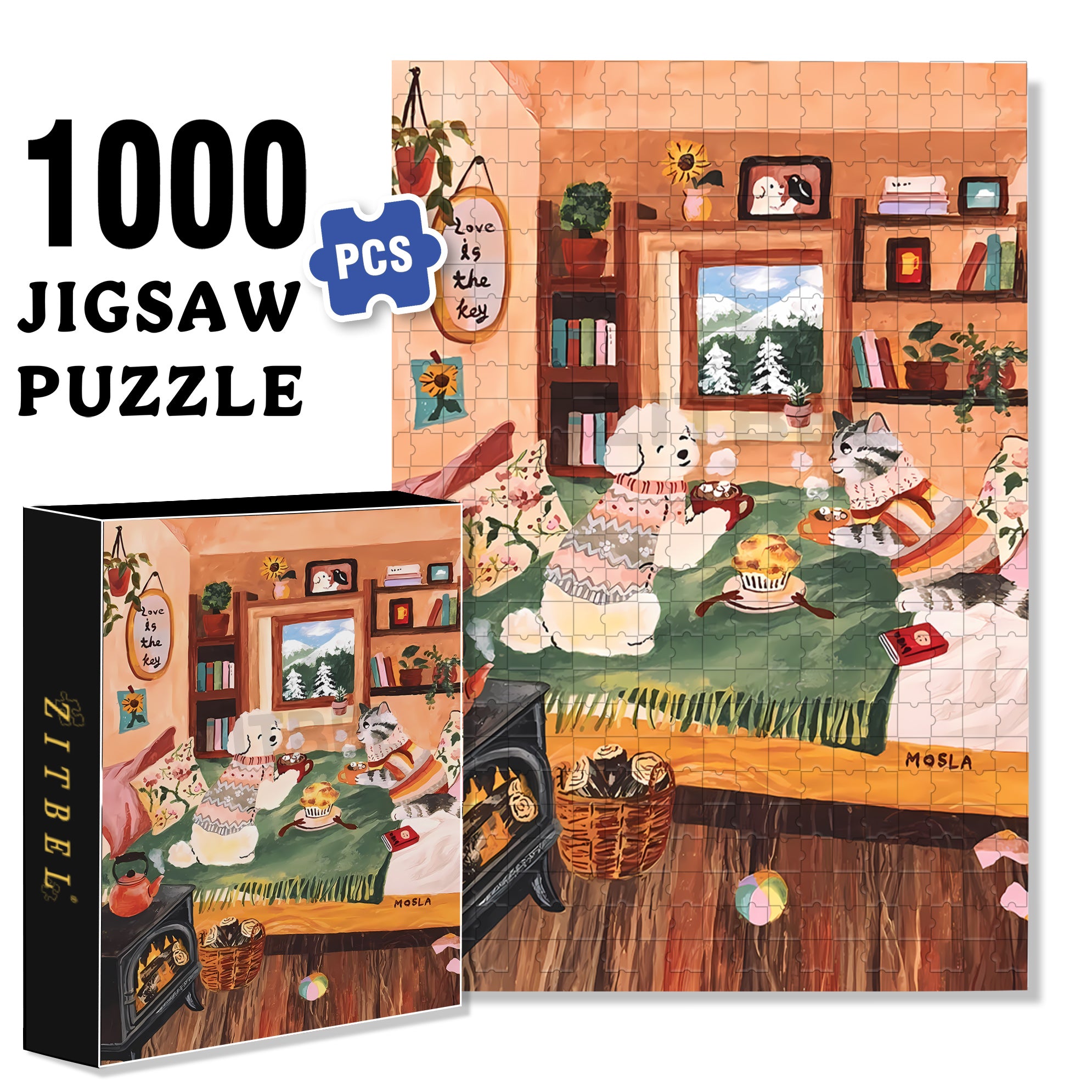 Drink A Toast 500pcs/1000pcs Jigsaw Puzzle, Scratch-Resistant, Interactive Family Game & Brain-Boosting DIY Decor, Perfect for Halloween, Christmas & New Year Gifts, Family Puzzle Game