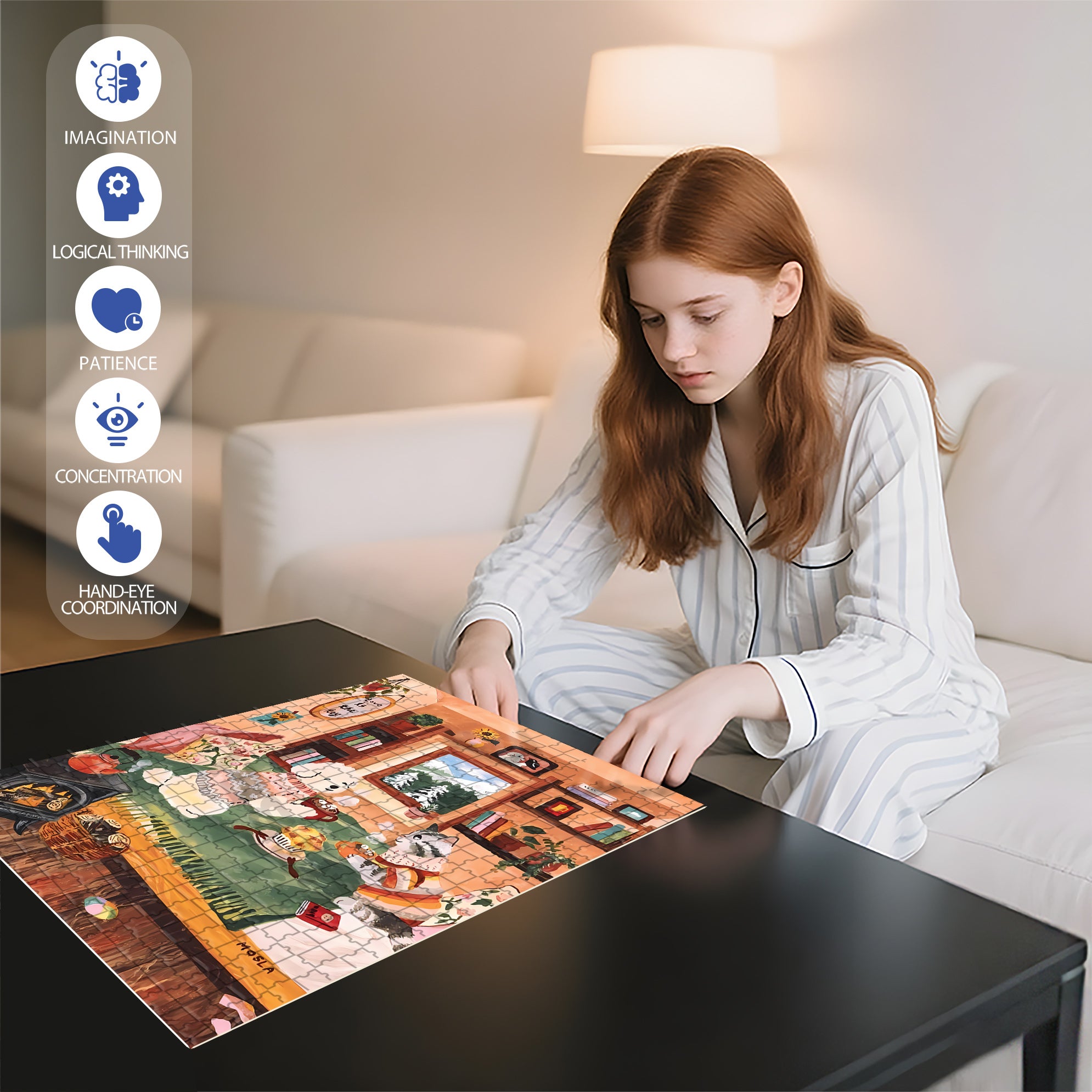 Drink A Toast 500pcs/1000pcs Jigsaw Puzzle, Scratch-Resistant, Interactive Family Game & Brain-Boosting DIY Decor, Perfect for Halloween, Christmas & New Year Gifts, Family Puzzle Game