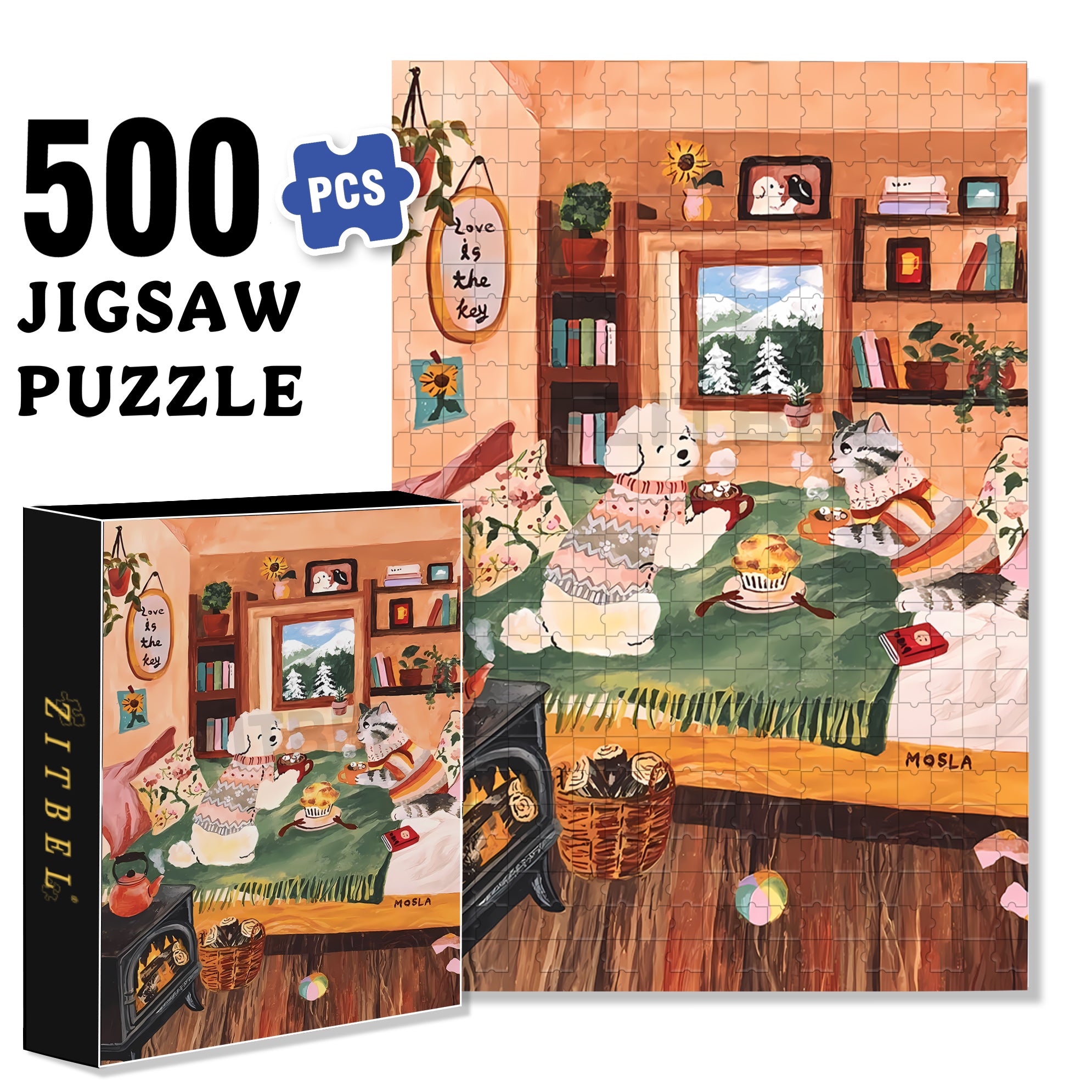 Drink A Toast 500pcs/1000pcs Jigsaw Puzzle, Scratch-Resistant, Interactive Family Game & Brain-Boosting DIY Decor, Perfect for Halloween, Christmas & New Year Gifts, Family Puzzle Game