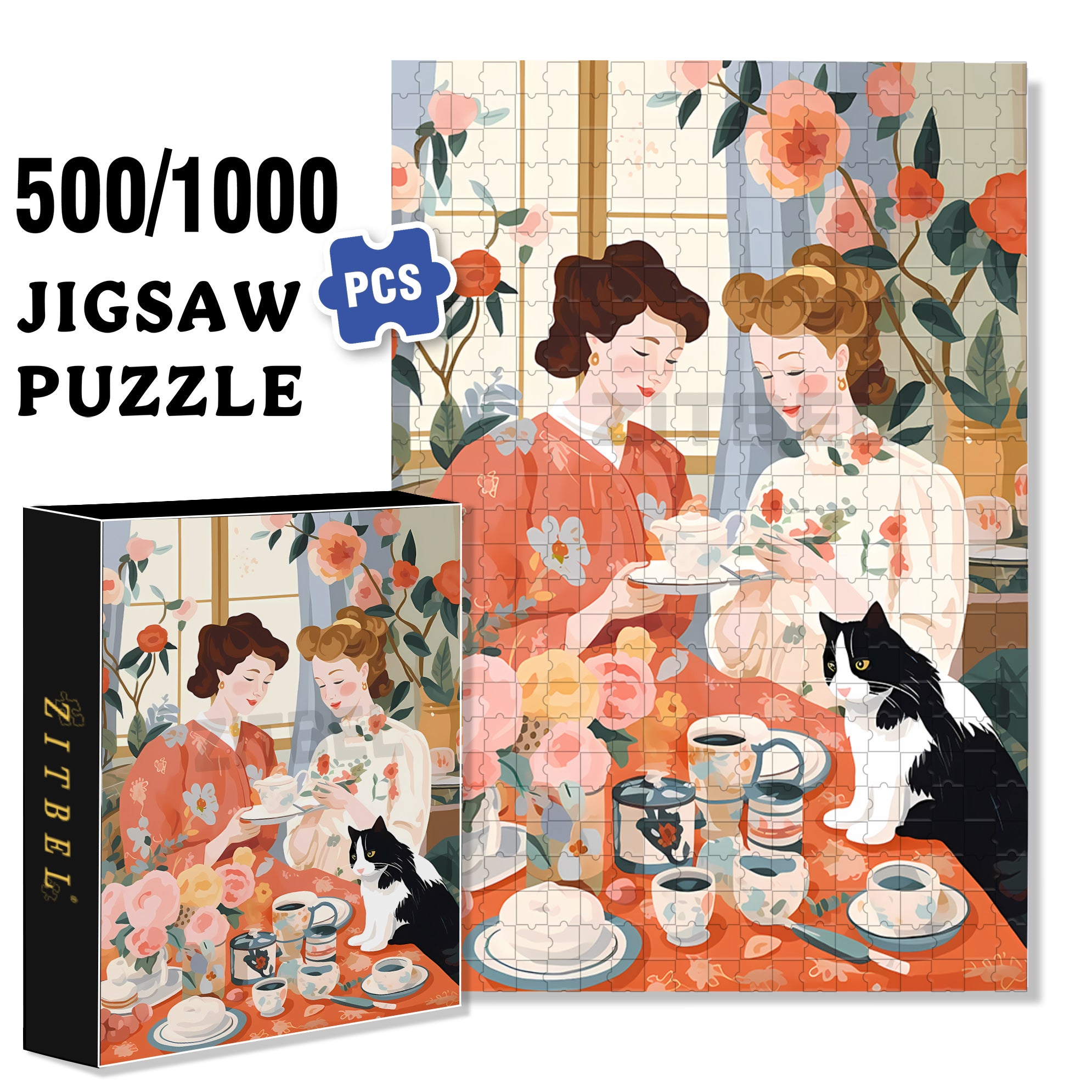 Earl Grey Tea 500pcs/1000pcs Jigsaw Puzzle, Scratch-Resistant, Interactive Family Game & Brain-Boosting DIY Decor, Perfect for Halloween, Christmas & New Year Gifts, Family Puzzle Game