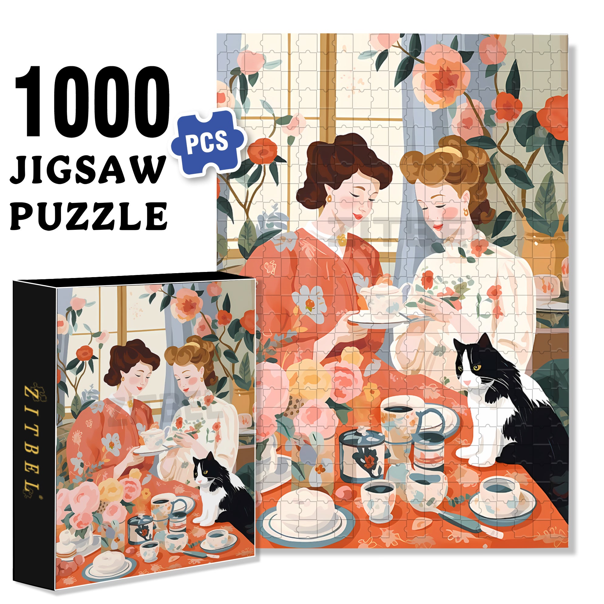 Earl Grey Tea 500pcs/1000pcs Jigsaw Puzzle, Scratch-Resistant, Interactive Family Game & Brain-Boosting DIY Decor, Perfect for Halloween, Christmas & New Year Gifts, Family Puzzle Game