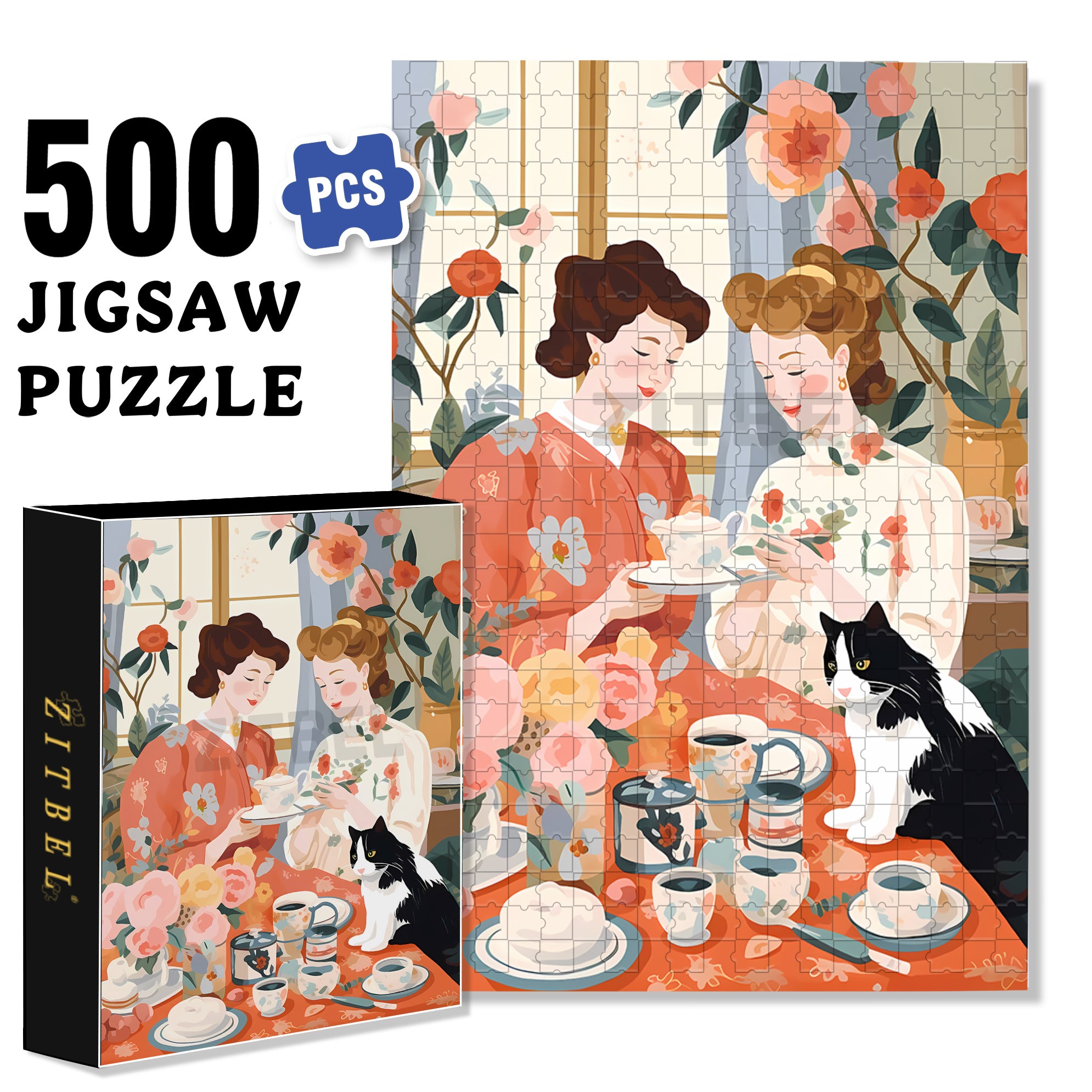 Earl Grey Tea 500pcs/1000pcs Jigsaw Puzzle, Scratch-Resistant, Interactive Family Game & Brain-Boosting DIY Decor, Perfect for Halloween, Christmas & New Year Gifts, Family Puzzle Game