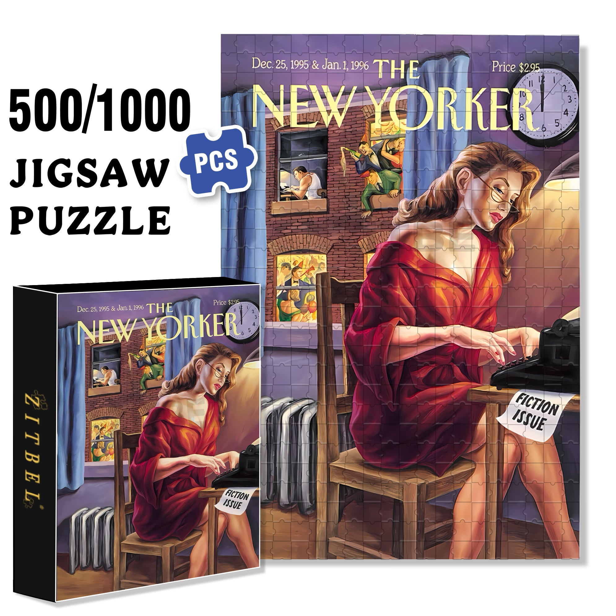 Fiction Issue 500pcs/1000pcs Jigsaw Puzzle, Scratch-Resistant, Interactive Family Game & Brain-Boosting DIY Decor, Perfect for Halloween, Christmas & New Year Gifts, Family Puzzle Game