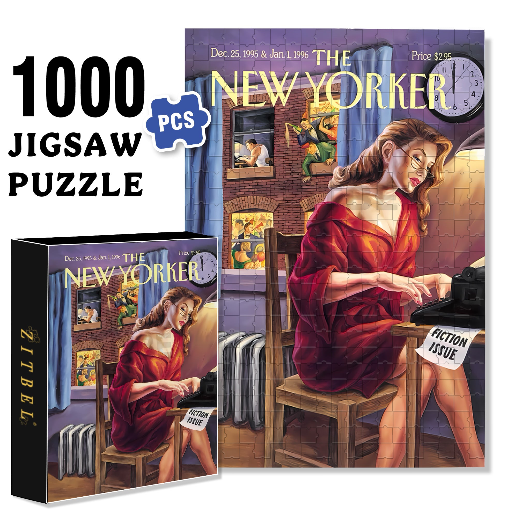 Fiction Issue 500pcs/1000pcs Jigsaw Puzzle, Scratch-Resistant, Interactive Family Game & Brain-Boosting DIY Decor, Perfect for Halloween, Christmas & New Year Gifts, Family Puzzle Game