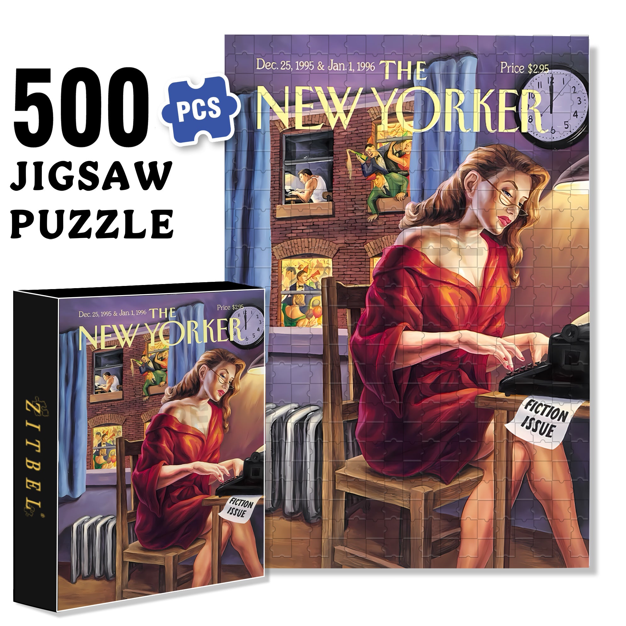 Fiction Issue 500pcs/1000pcs Jigsaw Puzzle, Scratch-Resistant, Interactive Family Game & Brain-Boosting DIY Decor, Perfect for Halloween, Christmas & New Year Gifts, Family Puzzle Game