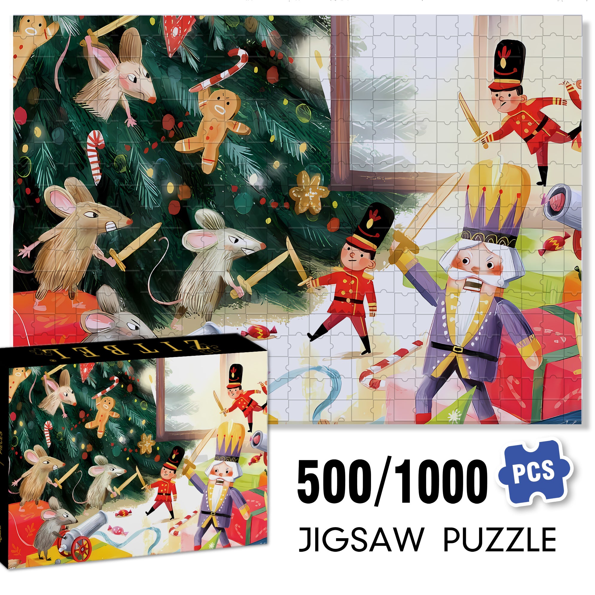 Fighting 500pcs/1000pcs Jigsaw Puzzle, Scratch-Resistant, Interactive Family Game & Brain-Boosting DIY Decor, Perfect for Halloween, Christmas & New Year Gifts, Family Puzzle Game