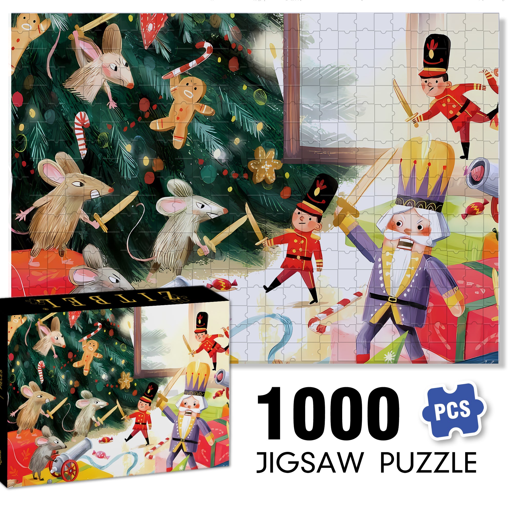 Fighting 500pcs/1000pcs Jigsaw Puzzle, Scratch-Resistant, Interactive Family Game & Brain-Boosting DIY Decor, Perfect for Halloween, Christmas & New Year Gifts, Family Puzzle Game
