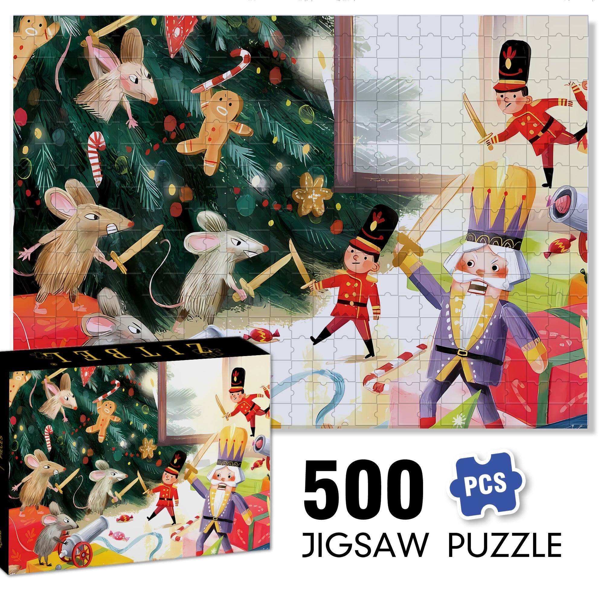 Fighting 500pcs/1000pcs Jigsaw Puzzle, Scratch-Resistant, Interactive Family Game & Brain-Boosting DIY Decor, Perfect for Halloween, Christmas & New Year Gifts, Family Puzzle Game
