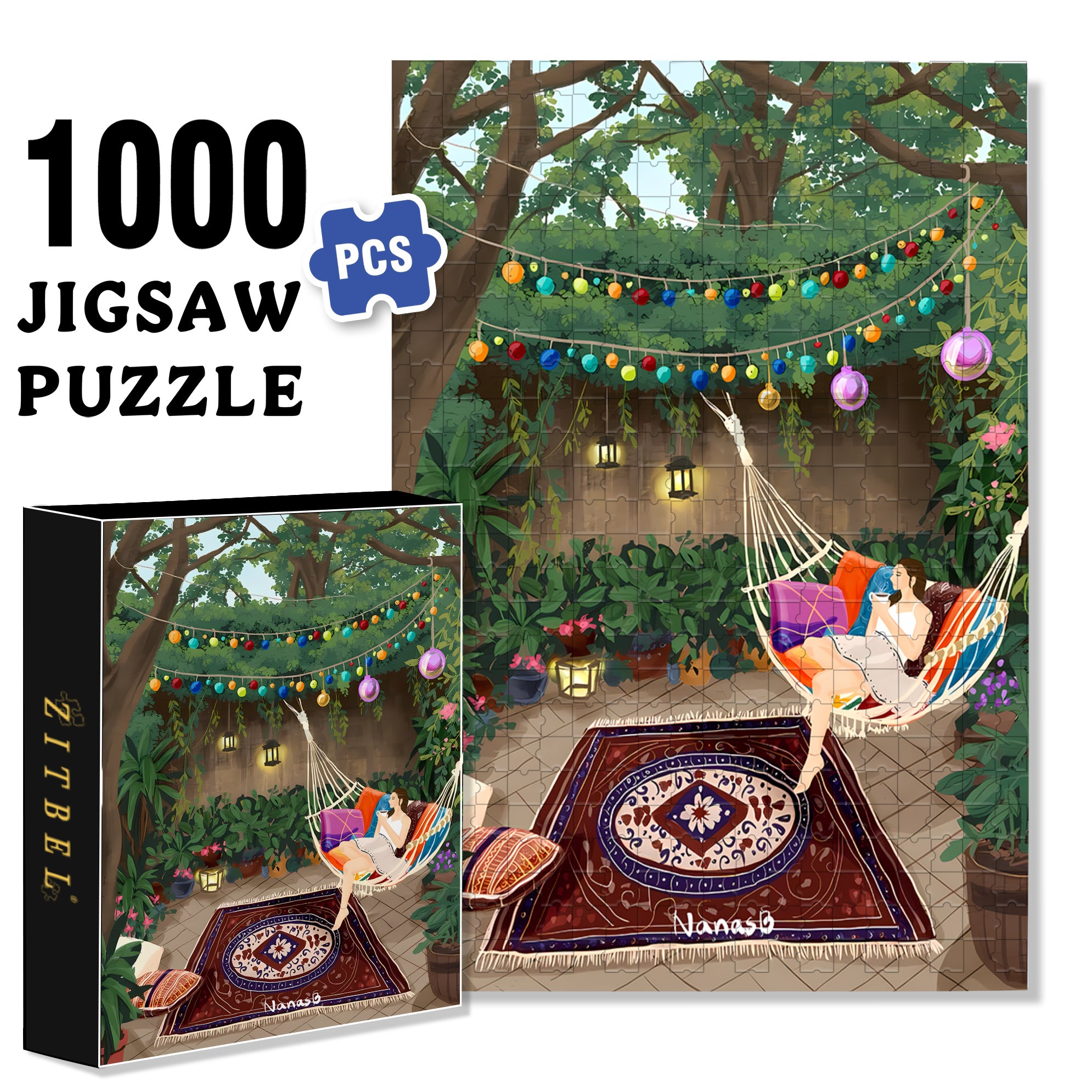 Hammock 500pcs/1000pcs Jigsaw Puzzle, Scratch-Resistant, Interactive Family Game & Brain-Boosting DIY Decor, Perfect for Halloween, Christmas & New Year Gifts, Family Puzzle Game