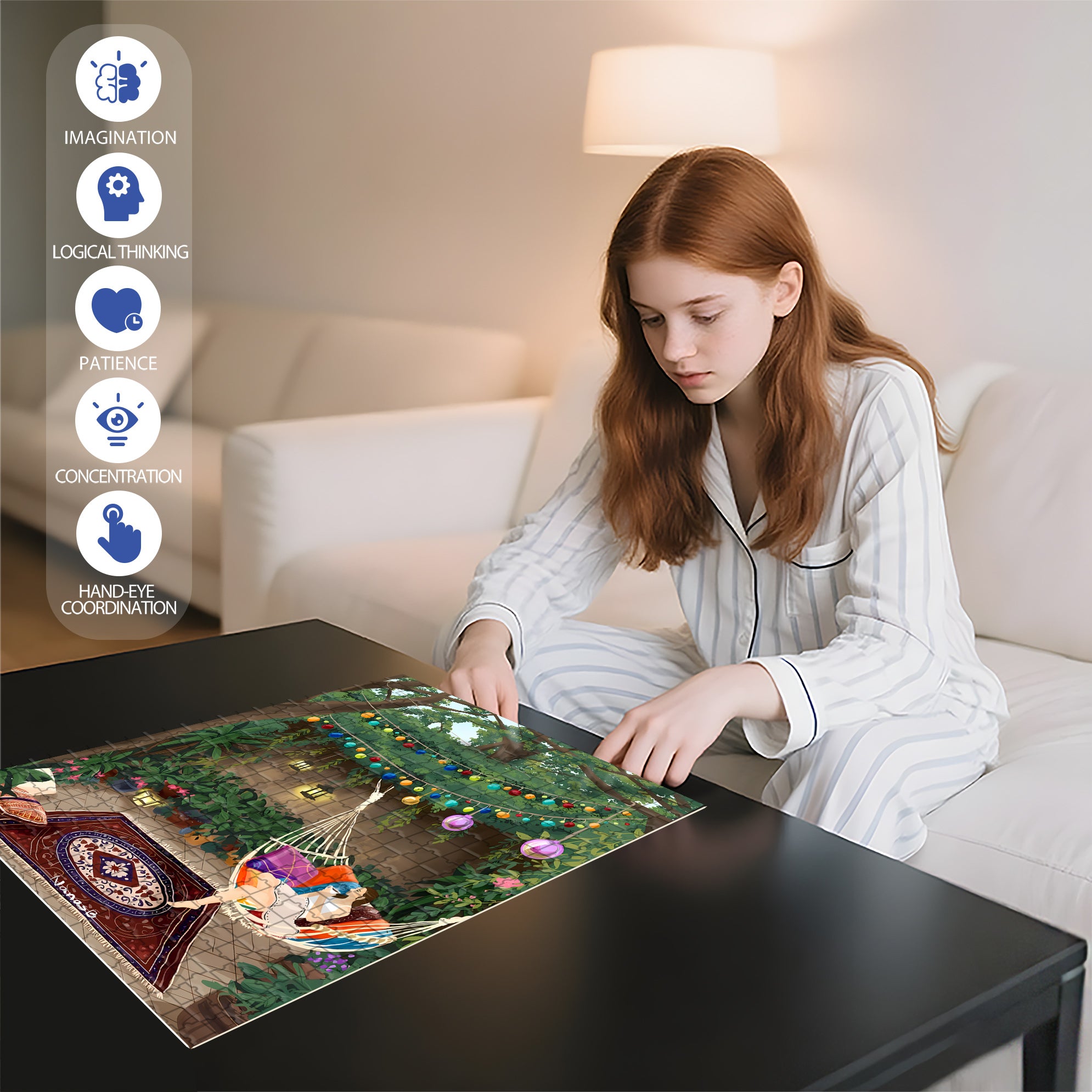 Hammock 500pcs/1000pcs Jigsaw Puzzle, Scratch-Resistant, Interactive Family Game & Brain-Boosting DIY Decor, Perfect for Halloween, Christmas & New Year Gifts, Family Puzzle Game