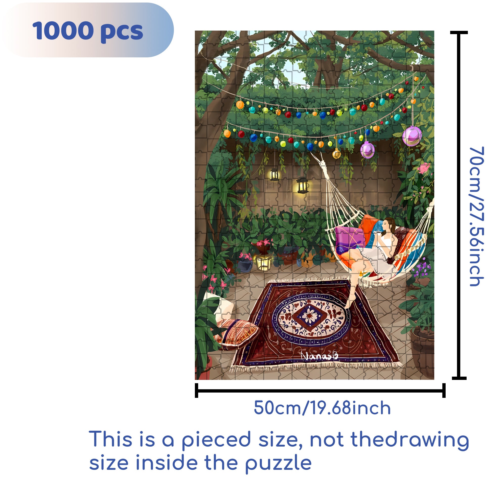 Hammock 500pcs/1000pcs Jigsaw Puzzle, Scratch-Resistant, Interactive Family Game & Brain-Boosting DIY Decor, Perfect for Halloween, Christmas & New Year Gifts, Family Puzzle Game