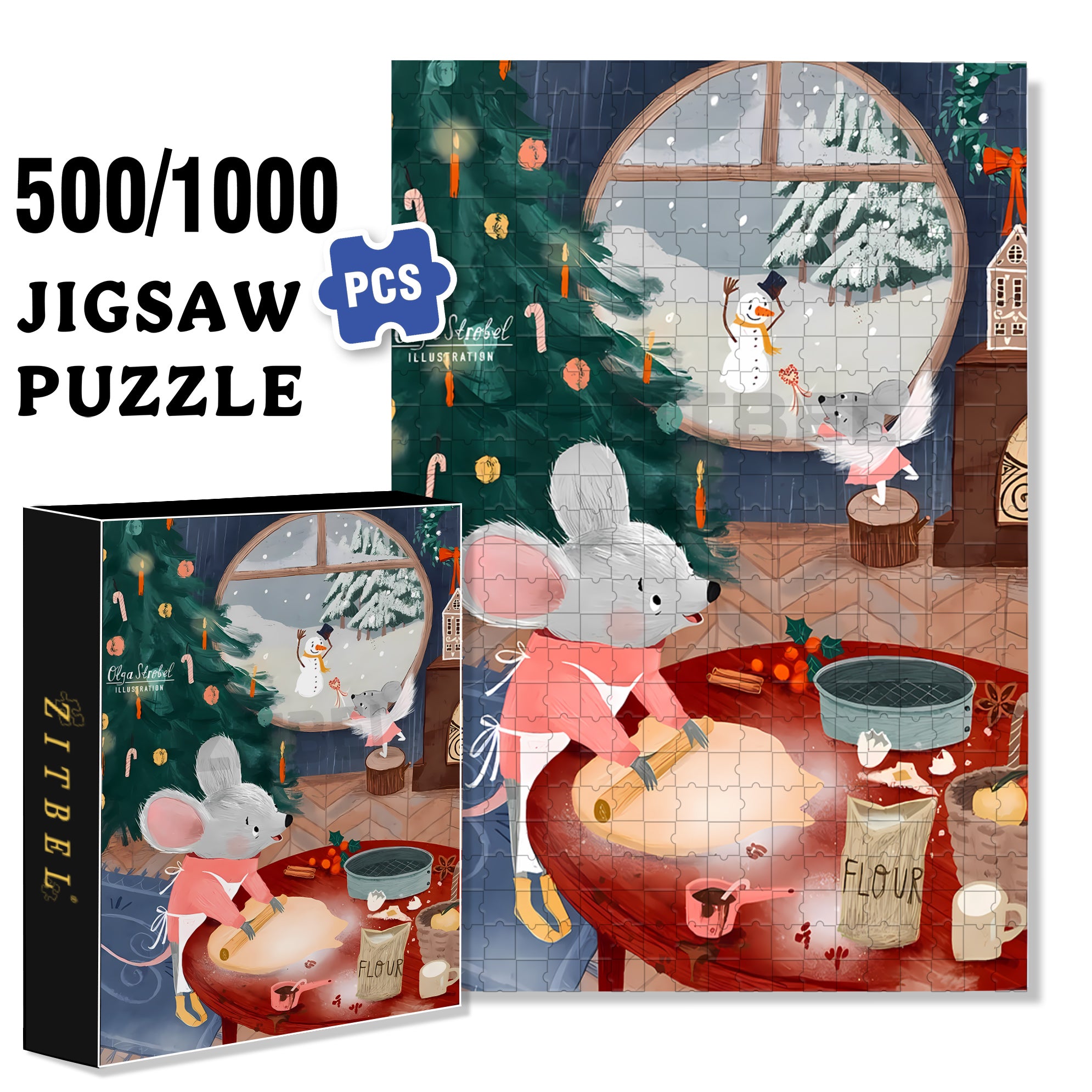 Hat off 500pcs/1000pcs Jigsaw Puzzle, Scratch-Resistant, Interactive Family Game & Brain-Boosting DIY Decor, Perfect for Halloween, Christmas & New Year Gifts, Family Puzzle Game