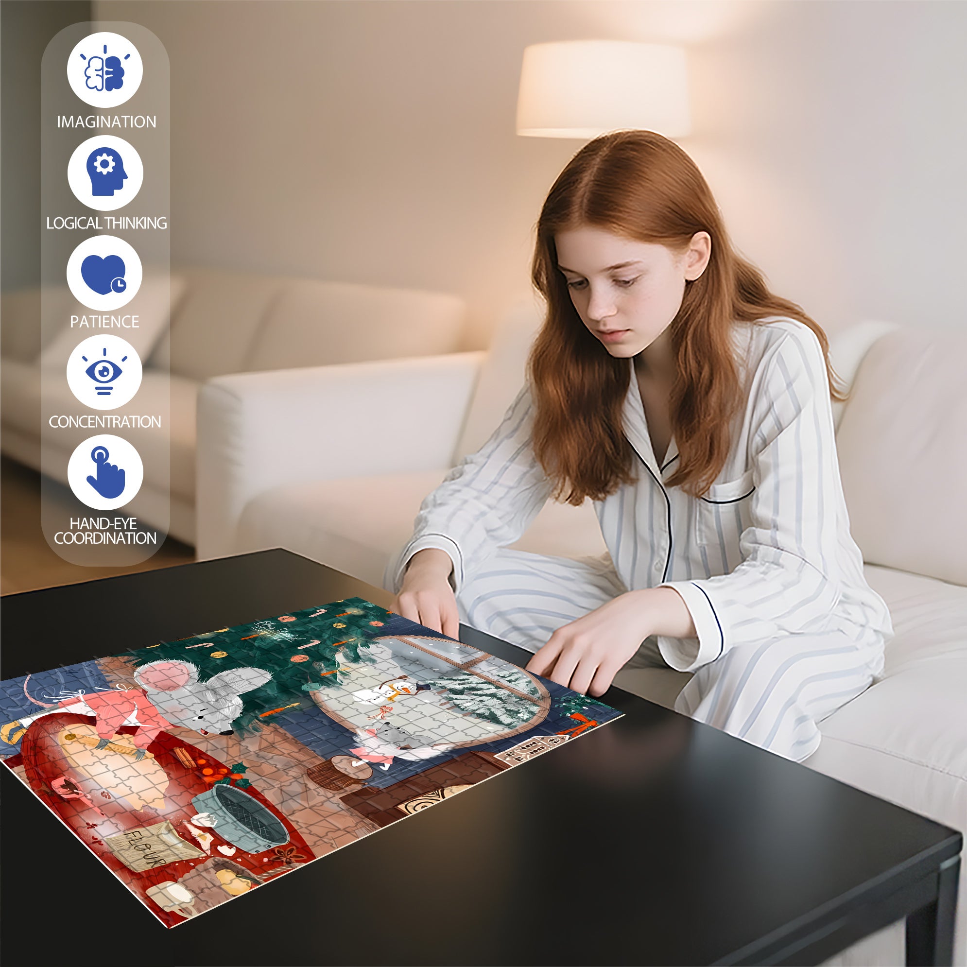 Hat off 500pcs/1000pcs Jigsaw Puzzle, Scratch-Resistant, Interactive Family Game & Brain-Boosting DIY Decor, Perfect for Halloween, Christmas & New Year Gifts, Family Puzzle Game