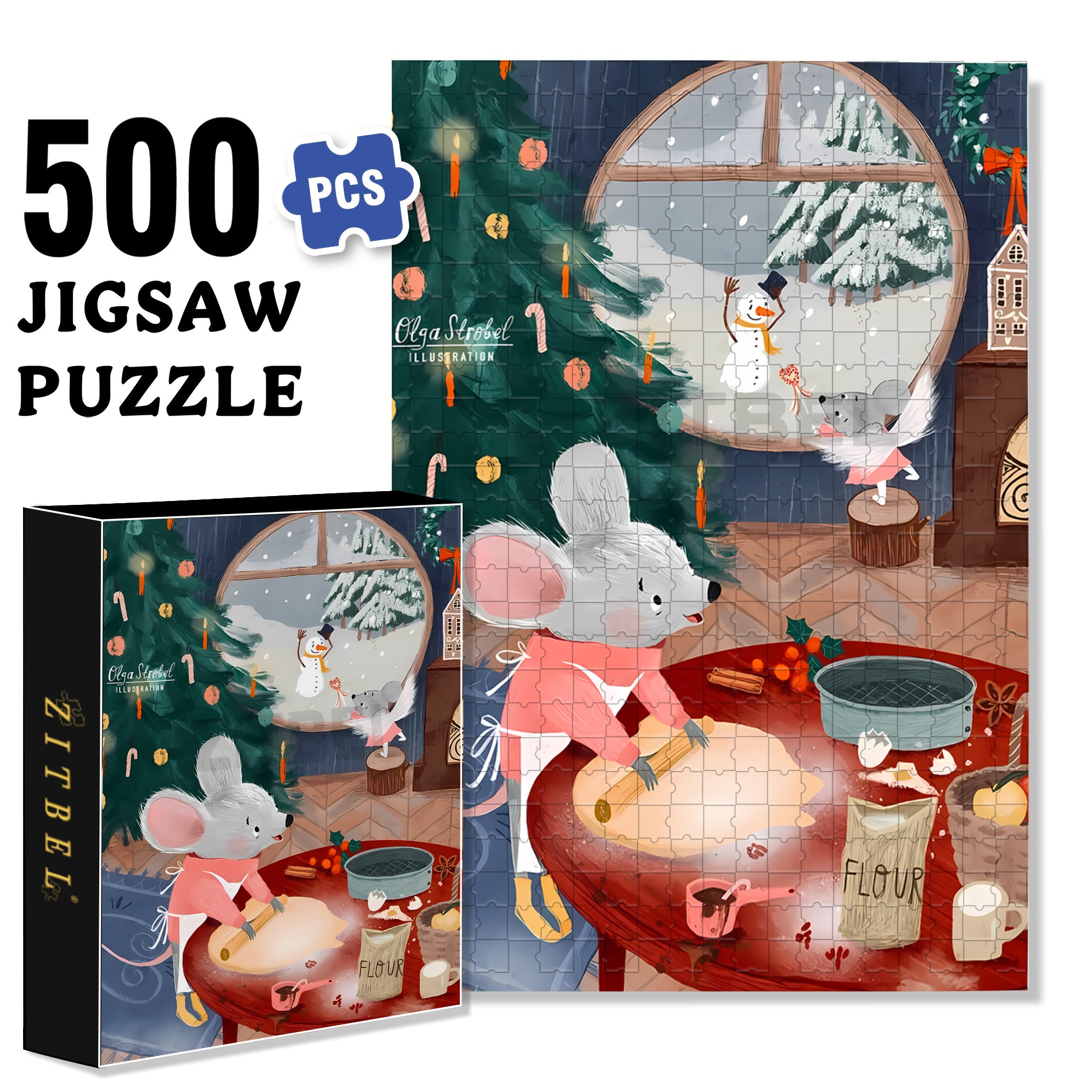 Hat off 500pcs/1000pcs Jigsaw Puzzle, Scratch-Resistant, Interactive Family Game & Brain-Boosting DIY Decor, Perfect for Halloween, Christmas & New Year Gifts, Family Puzzle Game