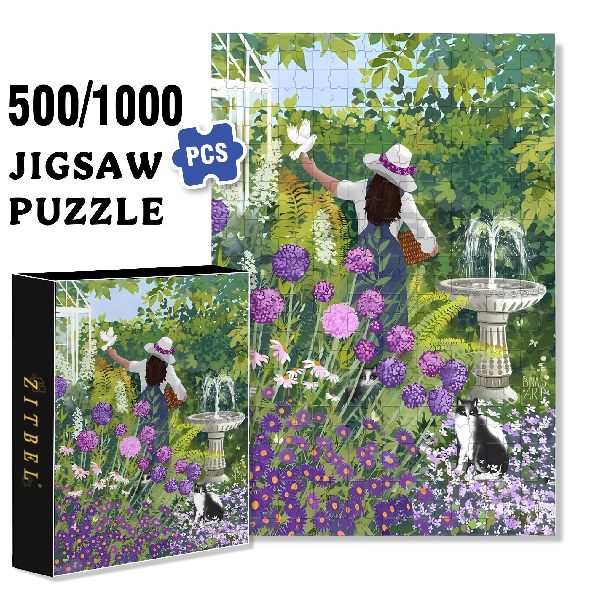 In The Garden 500pcs/1000pcs Jigsaw Puzzle, Scratch-Resistant, Interactive Family Game & Brain-Boosting DIY Decor, Perfect for Halloween, Christmas & New Year Gifts, Family Puzzle Game