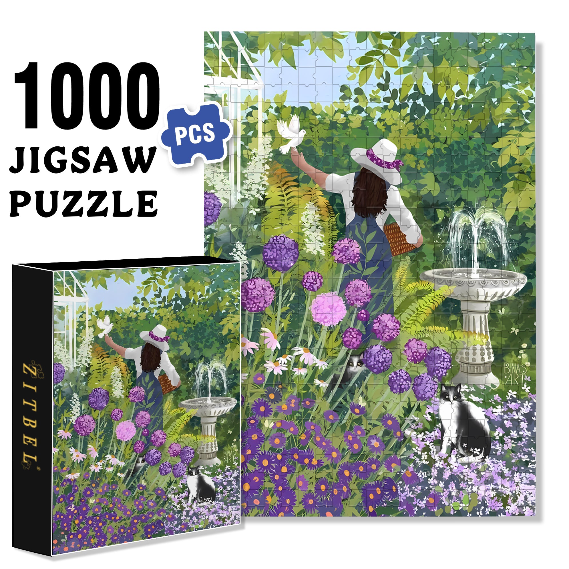 In The Garden 500pcs/1000pcs Jigsaw Puzzle, Scratch-Resistant, Interactive Family Game & Brain-Boosting DIY Decor, Perfect for Halloween, Christmas & New Year Gifts, Family Puzzle Game