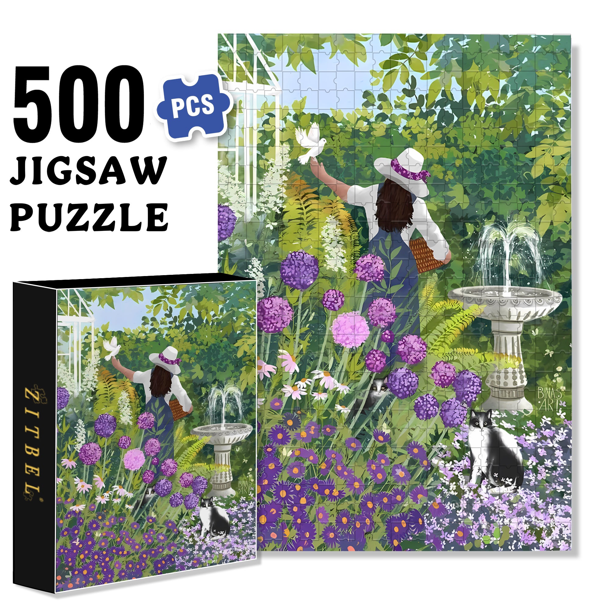 In The Garden 500pcs/1000pcs Jigsaw Puzzle, Scratch-Resistant, Interactive Family Game & Brain-Boosting DIY Decor, Perfect for Halloween, Christmas & New Year Gifts, Family Puzzle Game