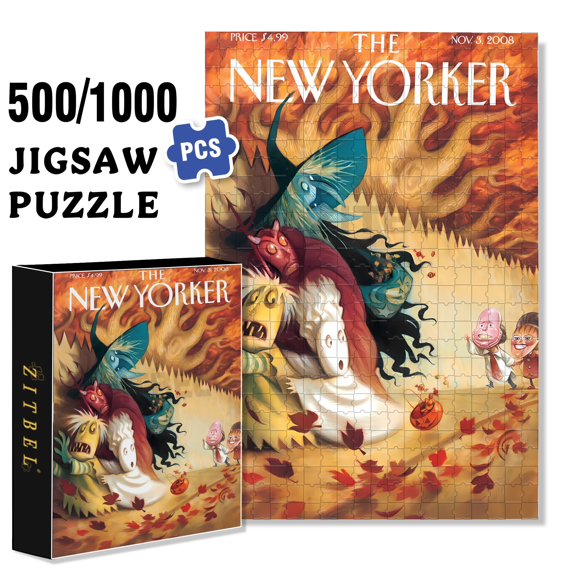 It Scared Me 500pcs/1000pcs Jigsaw Puzzle, Scratch-Resistant, Interactive Family Game & Brain-Boosting DIY Decor, Perfect for Halloween, Christmas & New Year Gifts, Family Puzzle Game