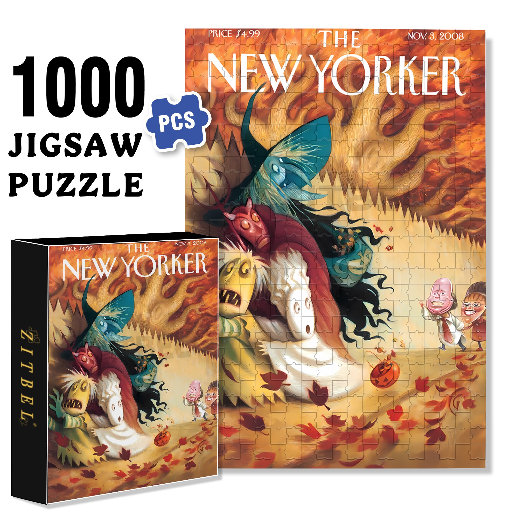 It Scared Me 500pcs/1000pcs Jigsaw Puzzle, Scratch-Resistant, Interactive Family Game & Brain-Boosting DIY Decor, Perfect for Halloween, Christmas & New Year Gifts, Family Puzzle Game