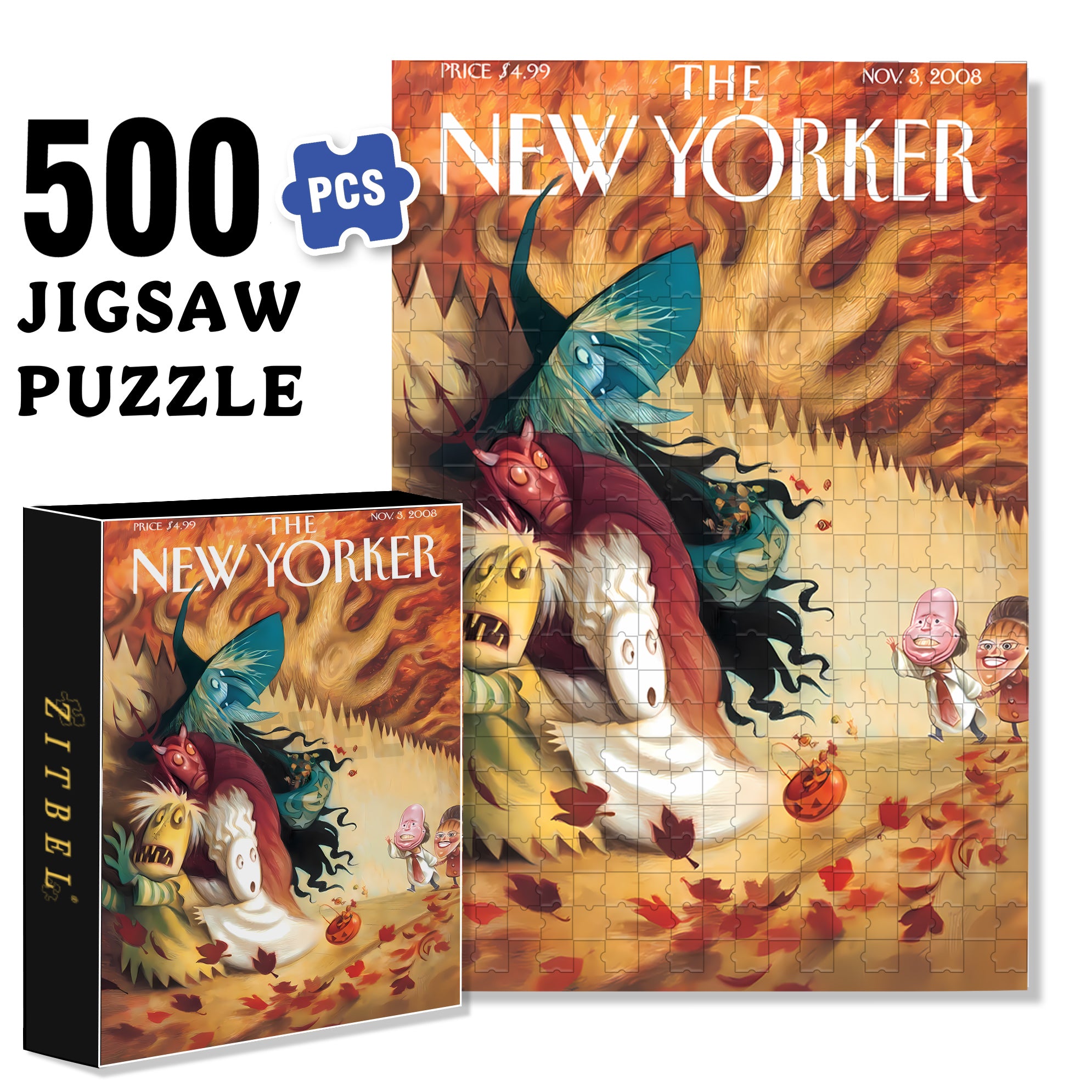 It Scared Me 500pcs/1000pcs Jigsaw Puzzle, Scratch-Resistant, Interactive Family Game & Brain-Boosting DIY Decor, Perfect for Halloween, Christmas & New Year Gifts, Family Puzzle Game