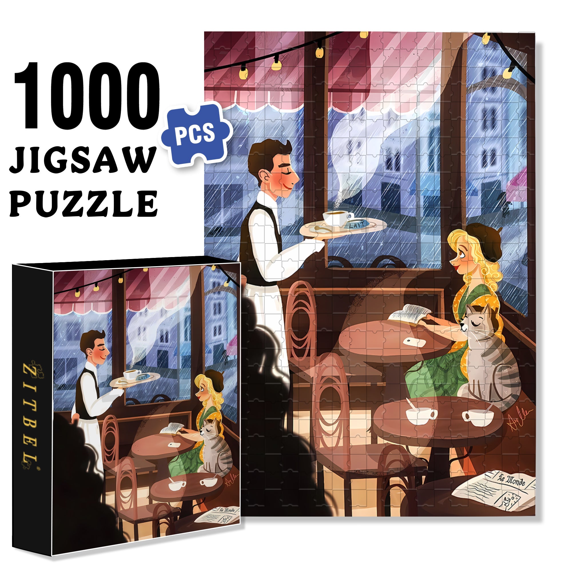 Latte 500pcs/1000pcs Jigsaw Puzzle, Scratch-Resistant, Interactive Family Game & Brain-Boosting DIY Decor, Perfect for Halloween, Christmas & New Year Gifts, Family Puzzle Game