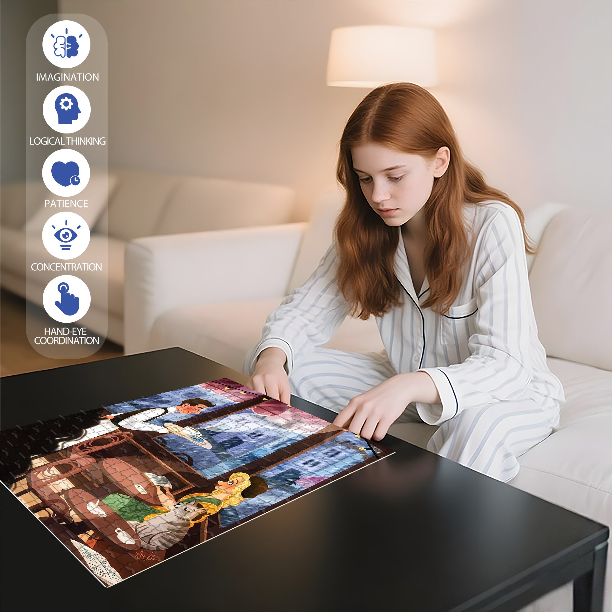 Latte 500pcs/1000pcs Jigsaw Puzzle, Scratch-Resistant, Interactive Family Game & Brain-Boosting DIY Decor, Perfect for Halloween, Christmas & New Year Gifts, Family Puzzle Game