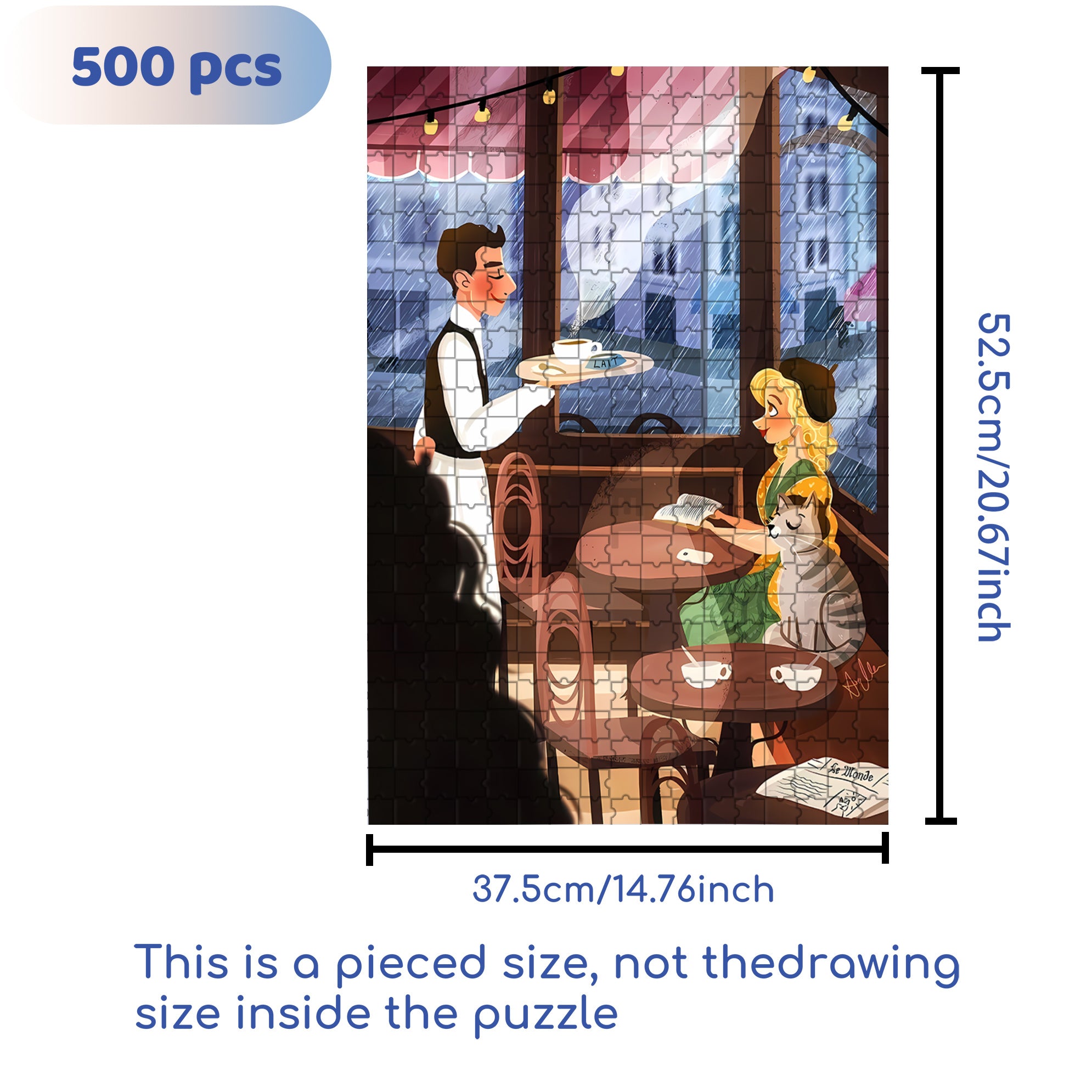 Latte 500pcs/1000pcs Jigsaw Puzzle, Scratch-Resistant, Interactive Family Game & Brain-Boosting DIY Decor, Perfect for Halloween, Christmas & New Year Gifts, Family Puzzle Game