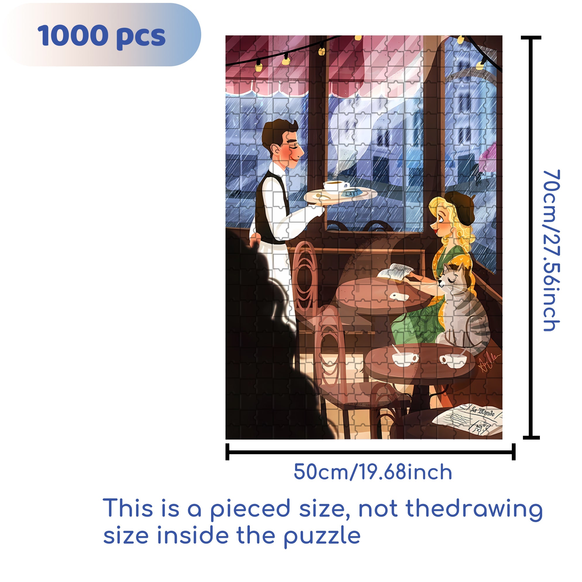 Latte 500pcs/1000pcs Jigsaw Puzzle, Scratch-Resistant, Interactive Family Game & Brain-Boosting DIY Decor, Perfect for Halloween, Christmas & New Year Gifts, Family Puzzle Game