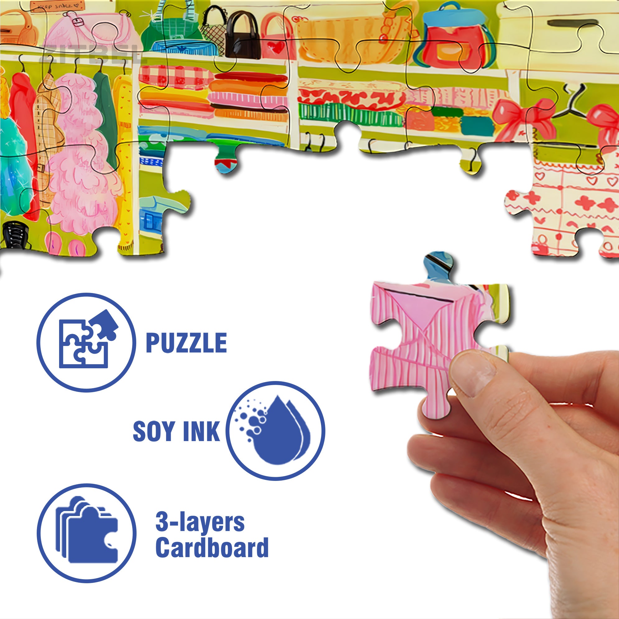 Mia's Dressing Room 500pcs/1000pcs Jigsaw Puzzle, Scratch-Resistant, Interactive Family Game & Brain-Boosting DIY Decor, Perfect for Halloween, Christmas & New Year Gifts, Family Puzzle Game