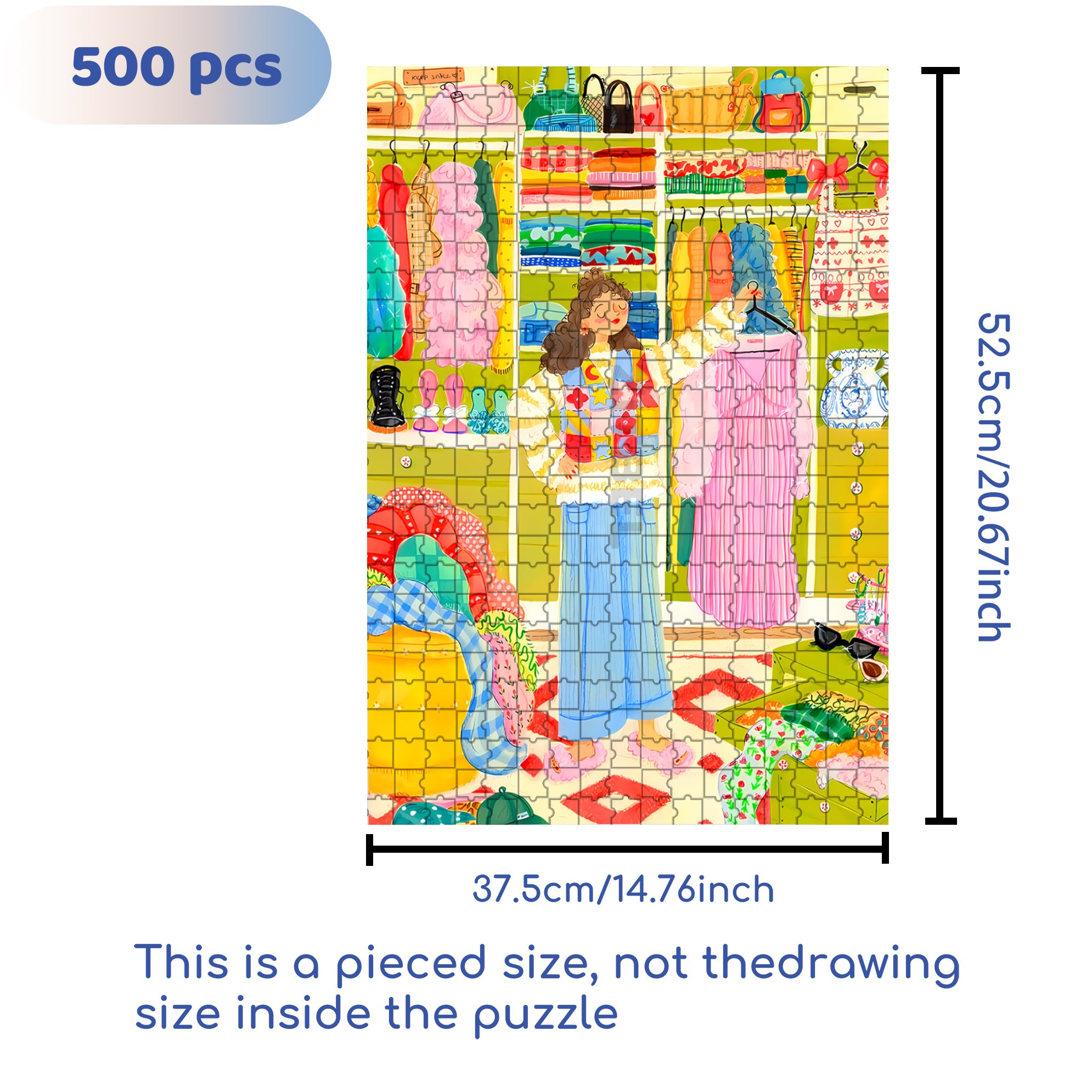 Mia's Dressing Room 500pcs/1000pcs Jigsaw Puzzle, Scratch-Resistant, Interactive Family Game & Brain-Boosting DIY Decor, Perfect for Halloween, Christmas & New Year Gifts, Family Puzzle Game