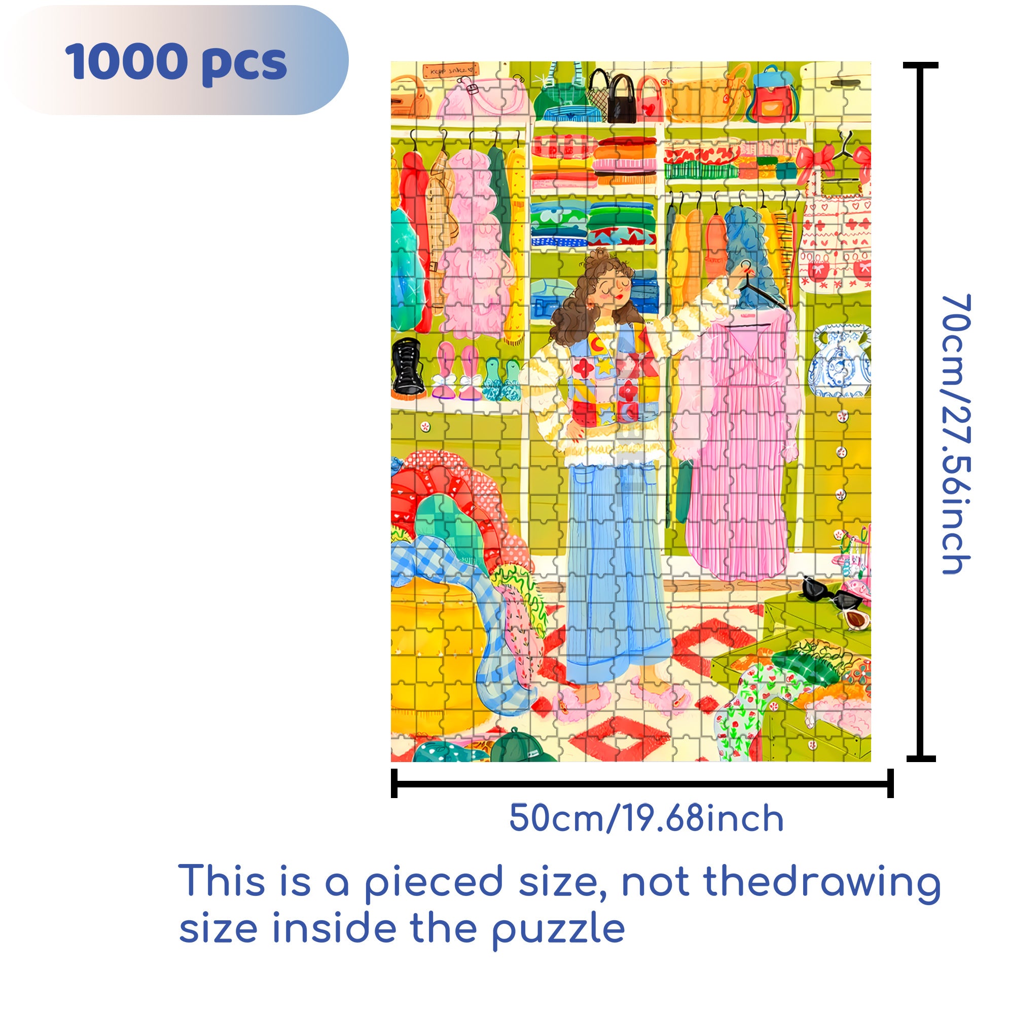 Mia's Dressing Room 500pcs/1000pcs Jigsaw Puzzle, Scratch-Resistant, Interactive Family Game & Brain-Boosting DIY Decor, Perfect for Halloween, Christmas & New Year Gifts, Family Puzzle Game