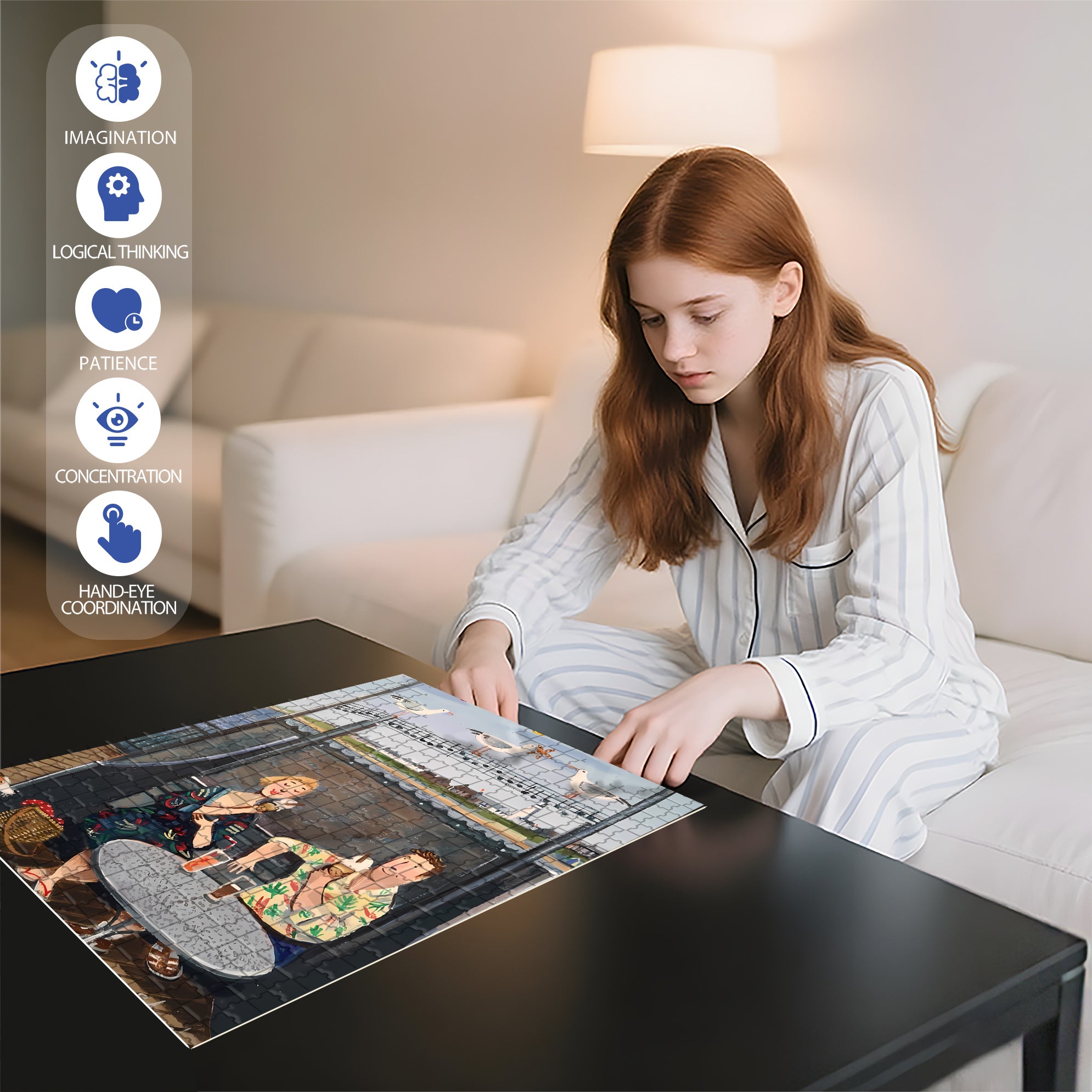 Morris And Jennifer's Date 500pcs/1000pcs Jigsaw Puzzle, Scratch-Resistant, Interactive Family Game & Brain-Boosting DIY Decor, Perfect for Halloween, Christmas & New Year Gifts, Family Puzzle Game