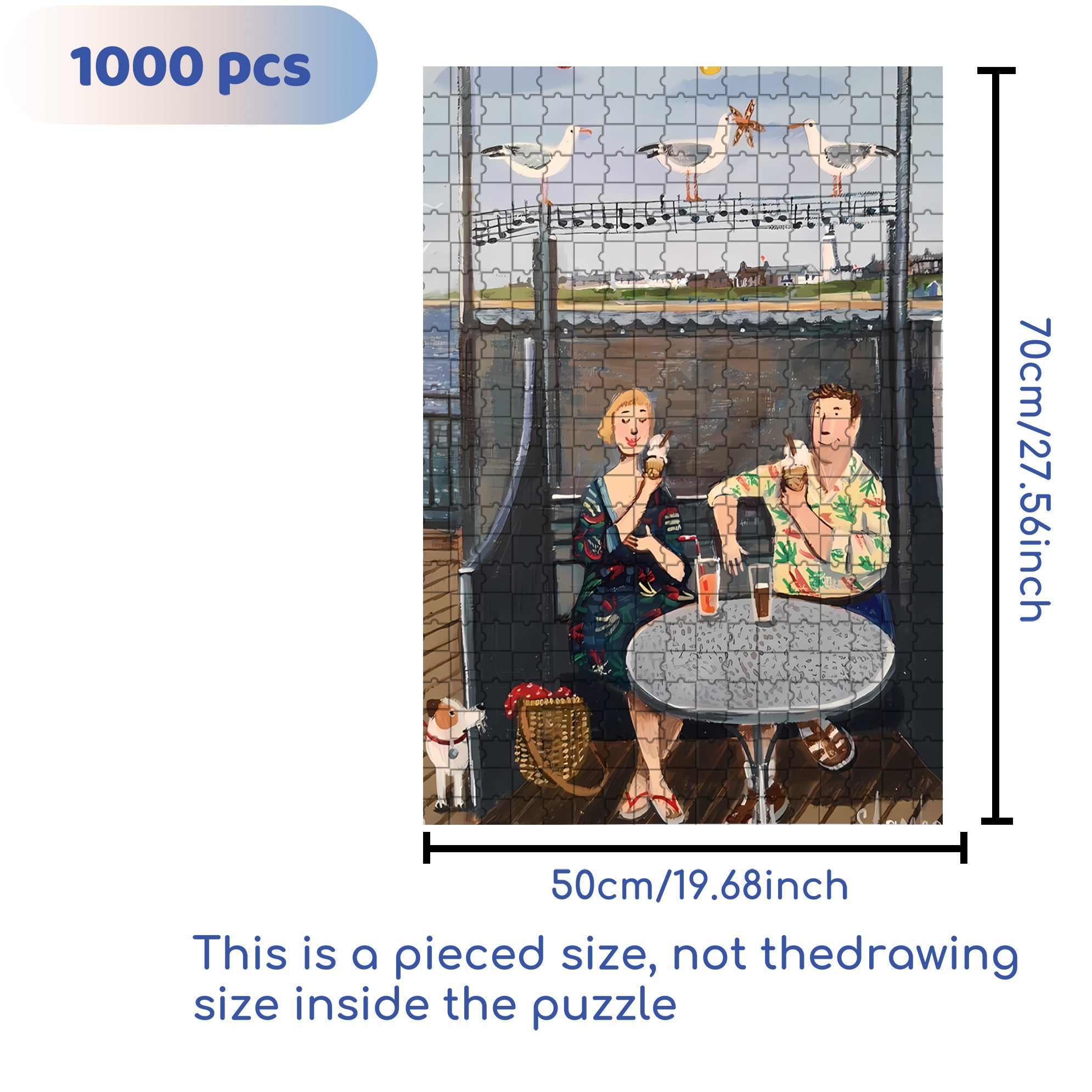 Morris And Jennifer's Date 500pcs/1000pcs Jigsaw Puzzle, Scratch-Resistant, Interactive Family Game & Brain-Boosting DIY Decor, Perfect for Halloween, Christmas & New Year Gifts, Family Puzzle Game