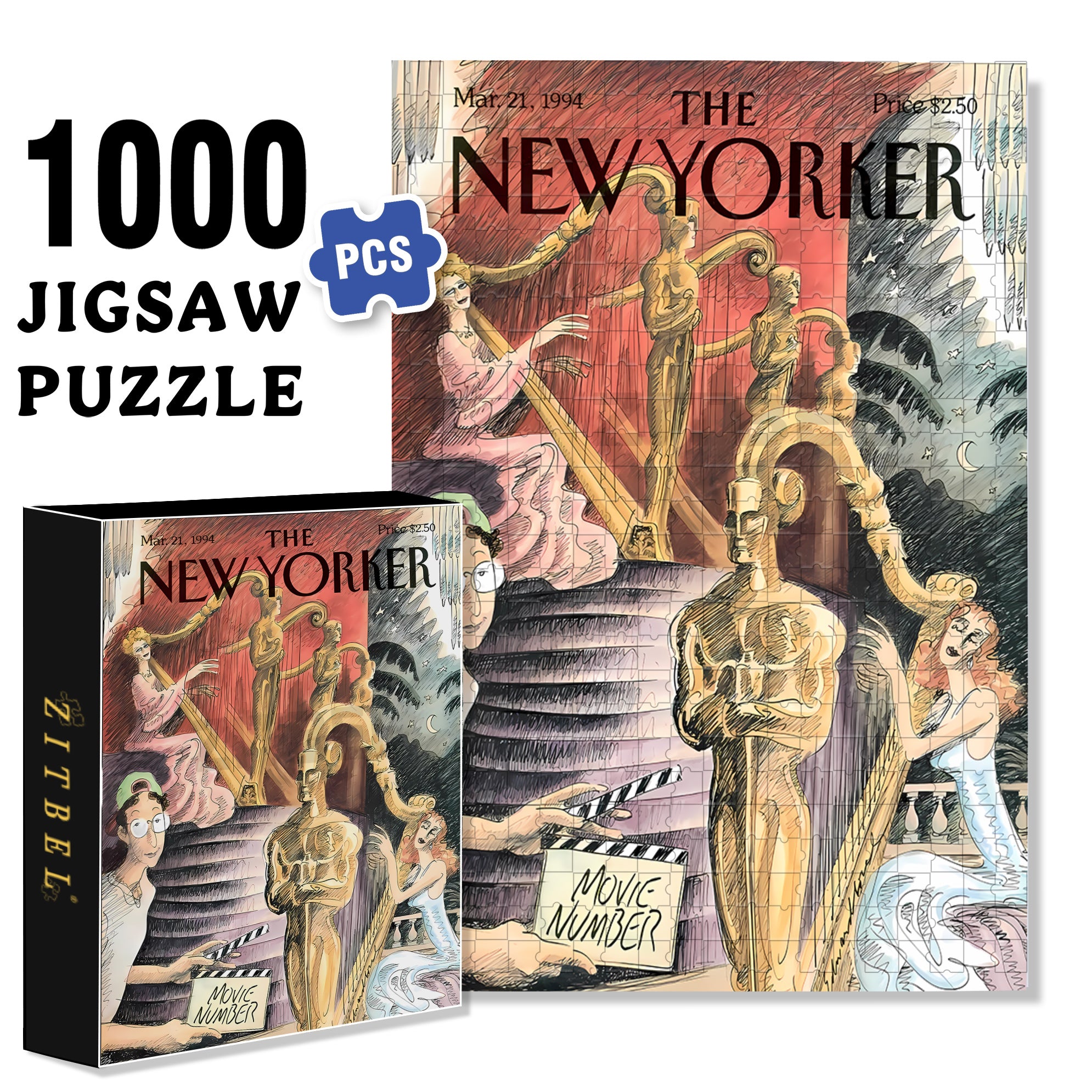 Movie Number 500pcs/1000pcs Jigsaw Puzzle, Scratch-Resistant, Interactive Family Game & Brain-Boosting DIY Decor, Perfect for Halloween, Christmas & New Year Gifts, Family Puzzle Game