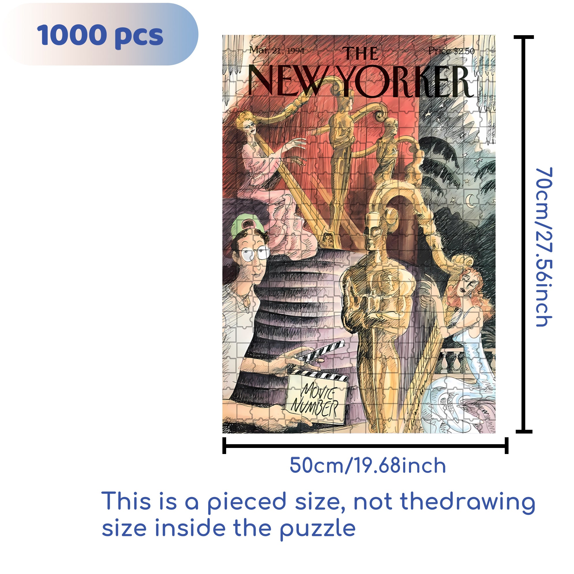 Movie Number 500pcs/1000pcs Jigsaw Puzzle, Scratch-Resistant, Interactive Family Game & Brain-Boosting DIY Decor, Perfect for Halloween, Christmas & New Year Gifts, Family Puzzle Game