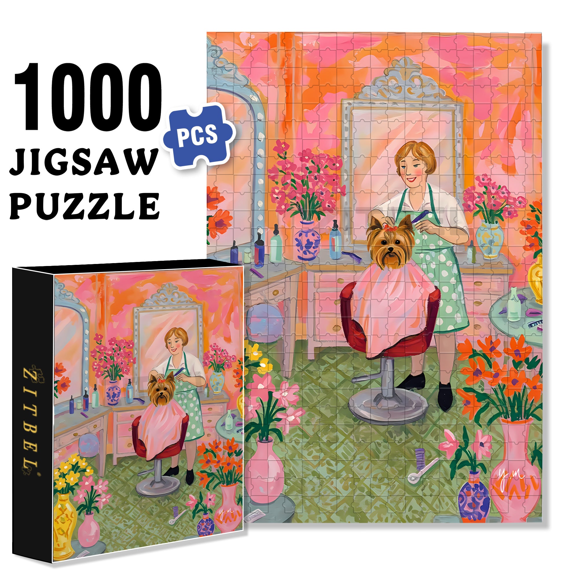 Pet Salon 500pcs/1000pcs Jigsaw Puzzle, Scratch-Resistant, Interactive Family Game & Brain-Boosting DIY Decor, Perfect for Halloween, Christmas & New Year Gifts, Family Puzzle Game