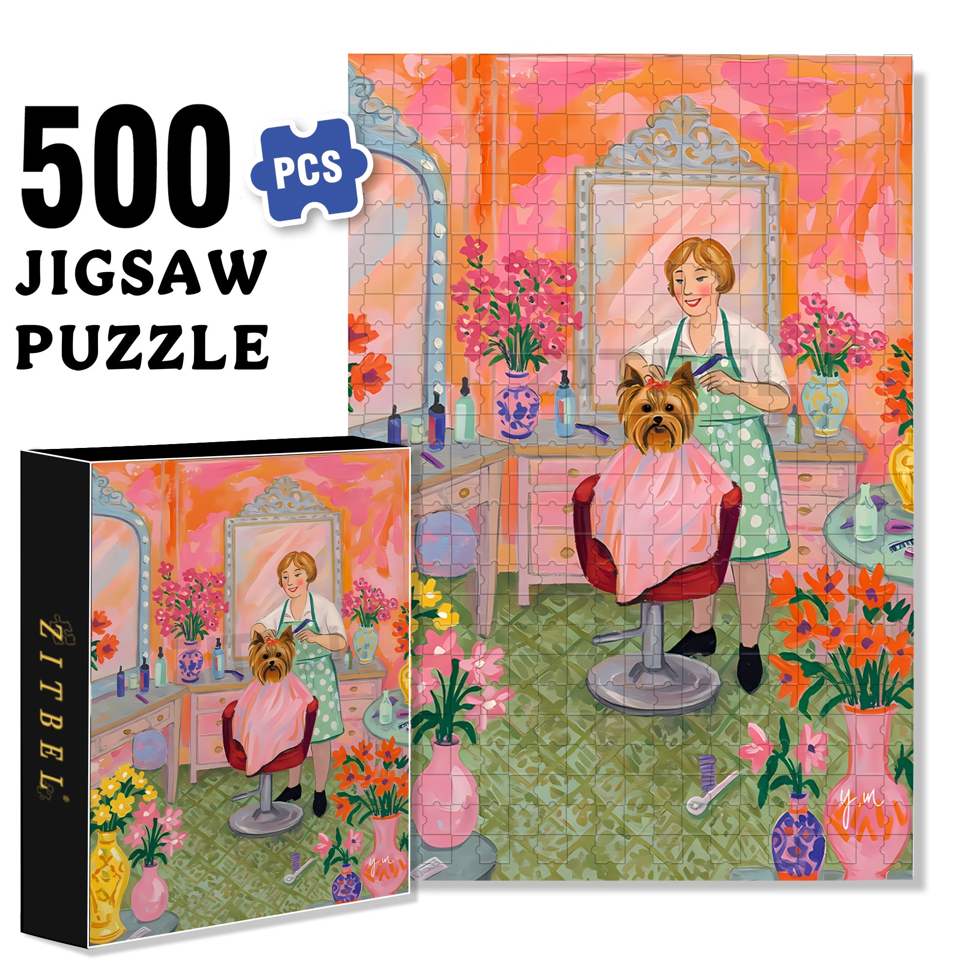 Pet Salon 500pcs/1000pcs Jigsaw Puzzle, Scratch-Resistant, Interactive Family Game & Brain-Boosting DIY Decor, Perfect for Halloween, Christmas & New Year Gifts, Family Puzzle Game