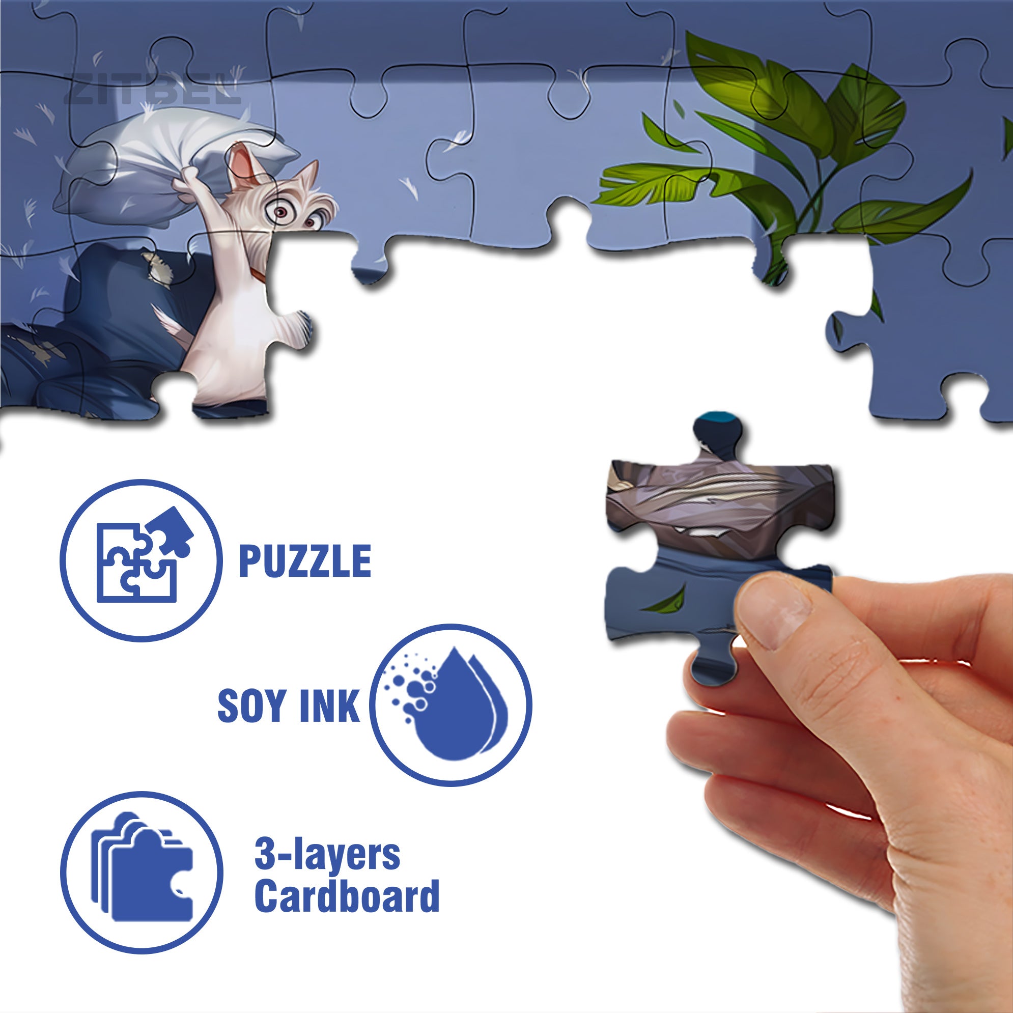 Pillow Fight 500pcs/1000pcs Jigsaw Puzzle, Scratch-Resistant, Interactive Family Game & Brain-Boosting DIY Decor, Perfect for Halloween, Christmas & New Year Gifts, Family Puzzle Game