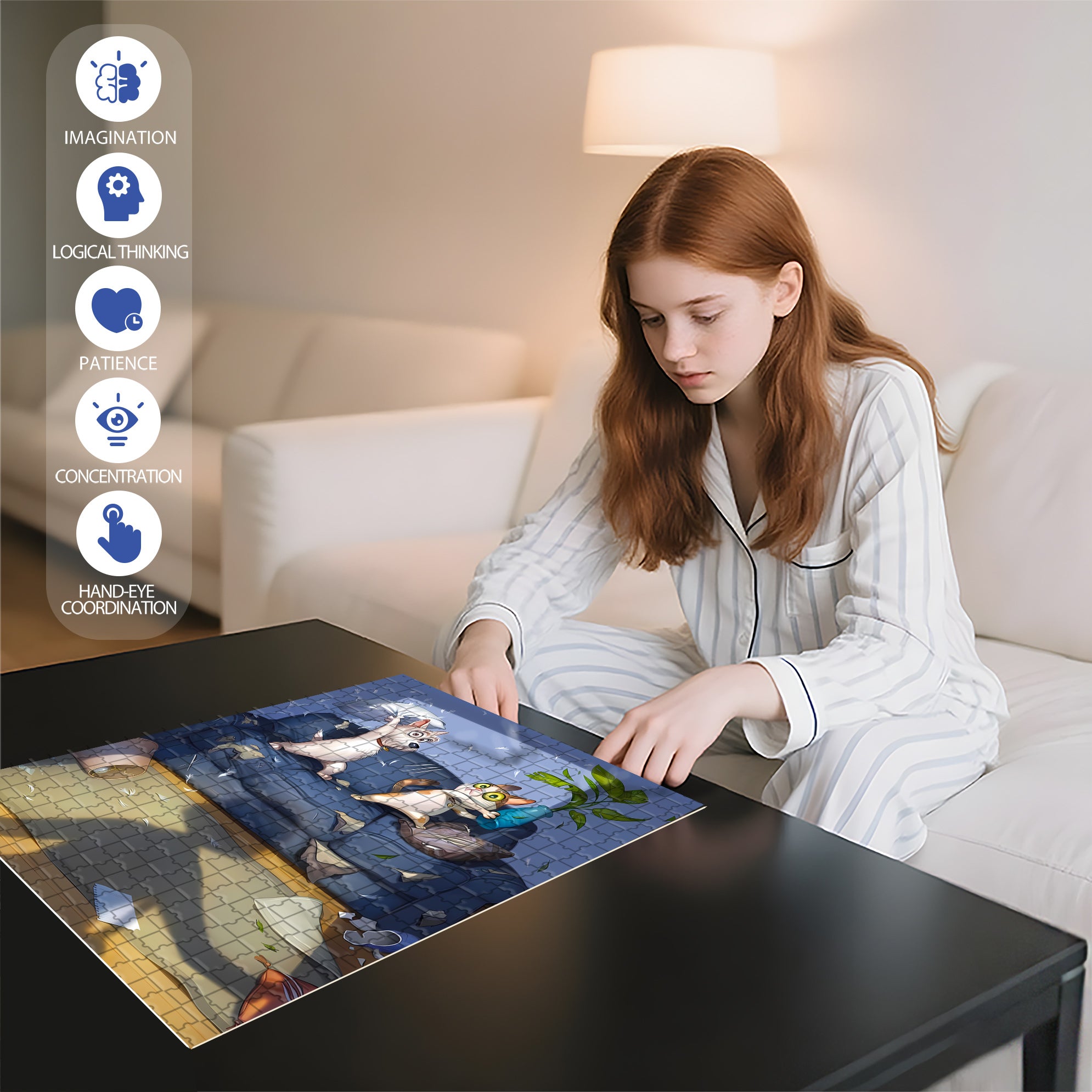 Pillow Fight 500pcs/1000pcs Jigsaw Puzzle, Scratch-Resistant, Interactive Family Game & Brain-Boosting DIY Decor, Perfect for Halloween, Christmas & New Year Gifts, Family Puzzle Game