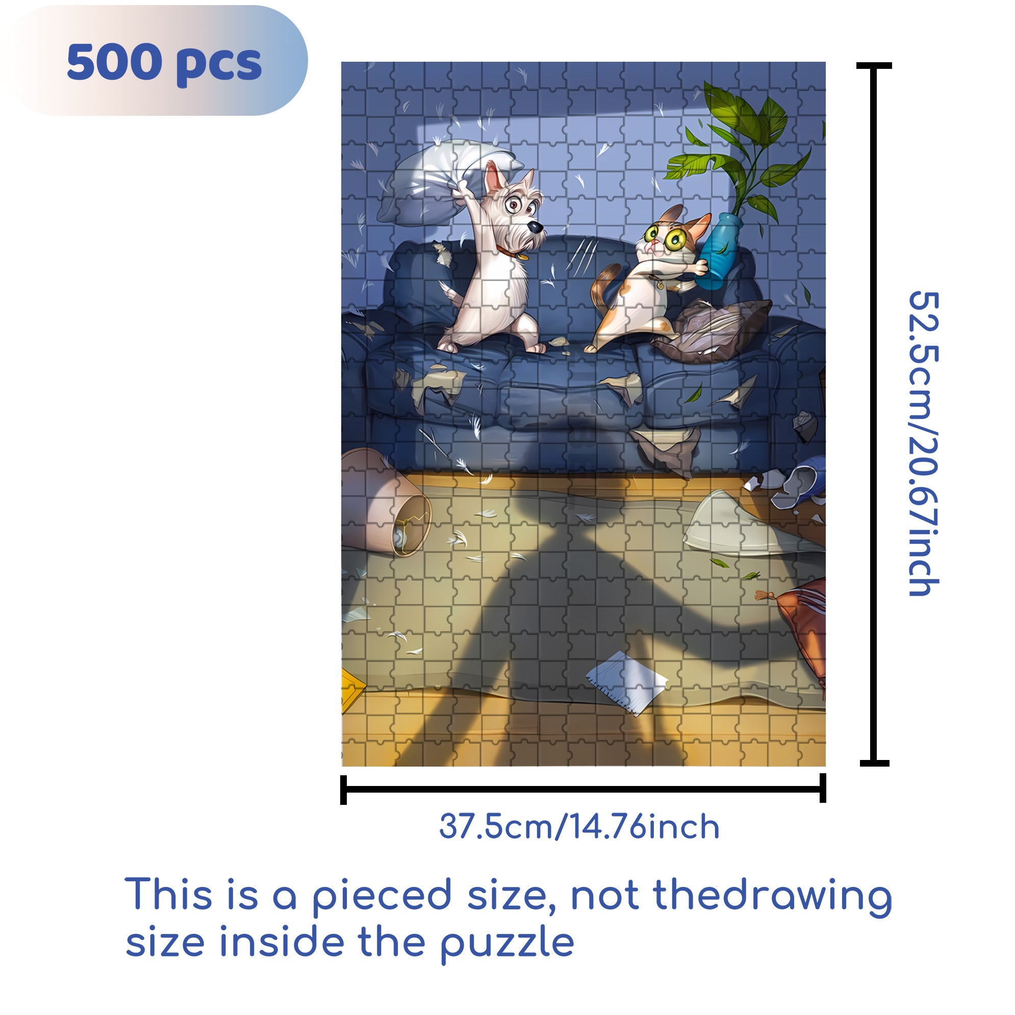 Pillow Fight 500pcs/1000pcs Jigsaw Puzzle, Scratch-Resistant, Interactive Family Game & Brain-Boosting DIY Decor, Perfect for Halloween, Christmas & New Year Gifts, Family Puzzle Game