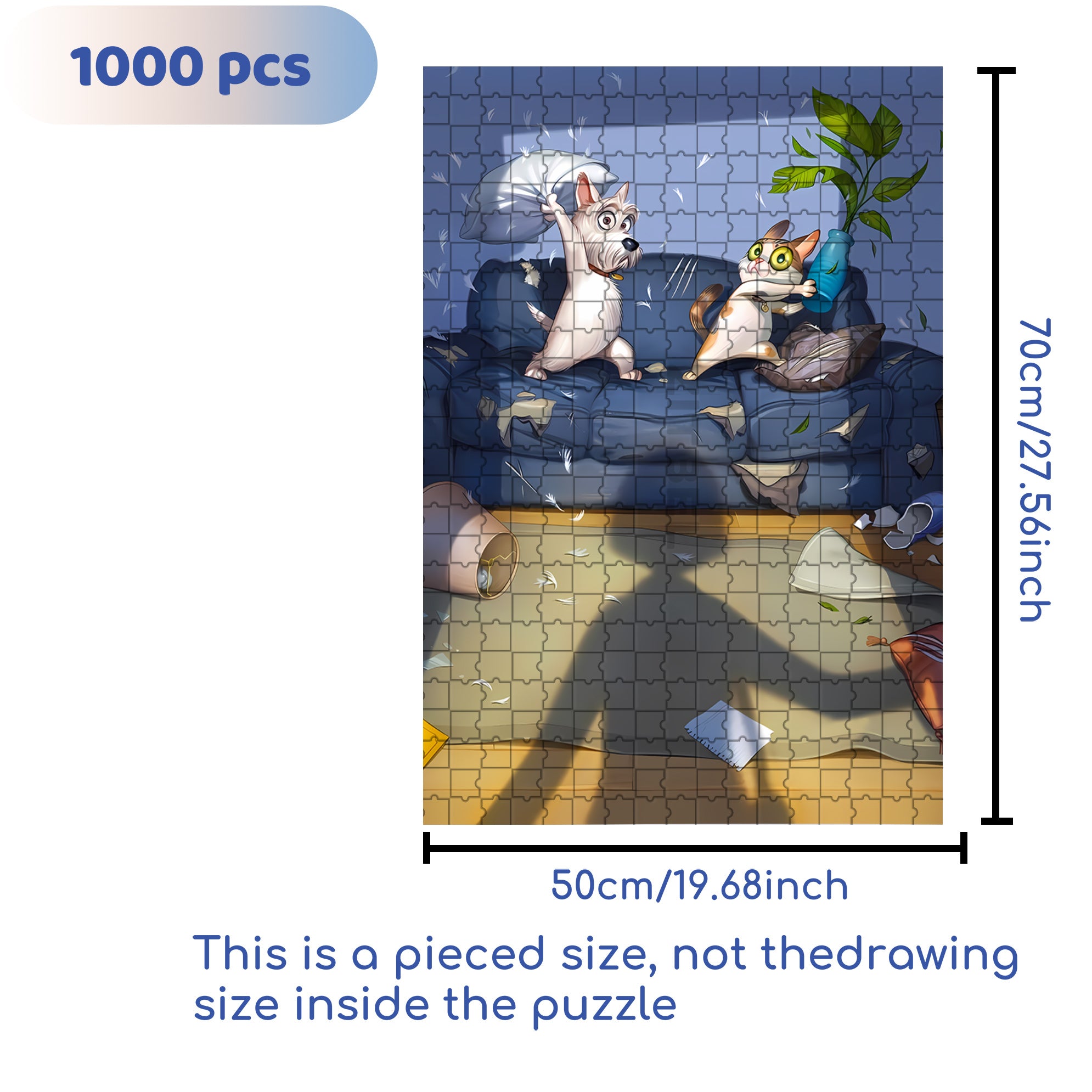 Pillow Fight 500pcs/1000pcs Jigsaw Puzzle, Scratch-Resistant, Interactive Family Game & Brain-Boosting DIY Decor, Perfect for Halloween, Christmas & New Year Gifts, Family Puzzle Game
