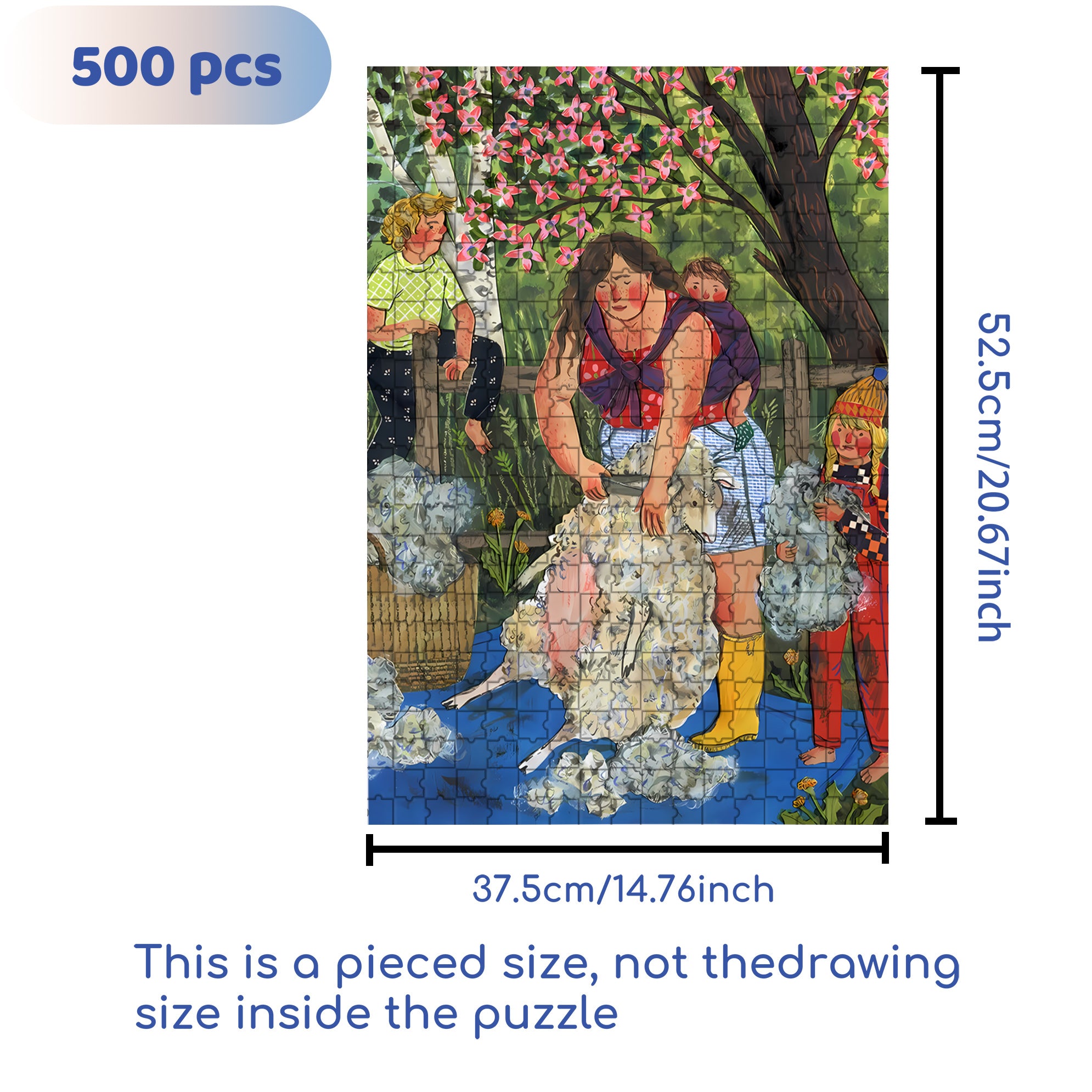 Sheep Shearing 500pcs/1000pcs Jigsaw Puzzle, Scratch-Resistant, Interactive Family Game & Brain-Boosting DIY Decor, Perfect for Halloween, Christmas & New Year Gifts, Family Puzzle Game